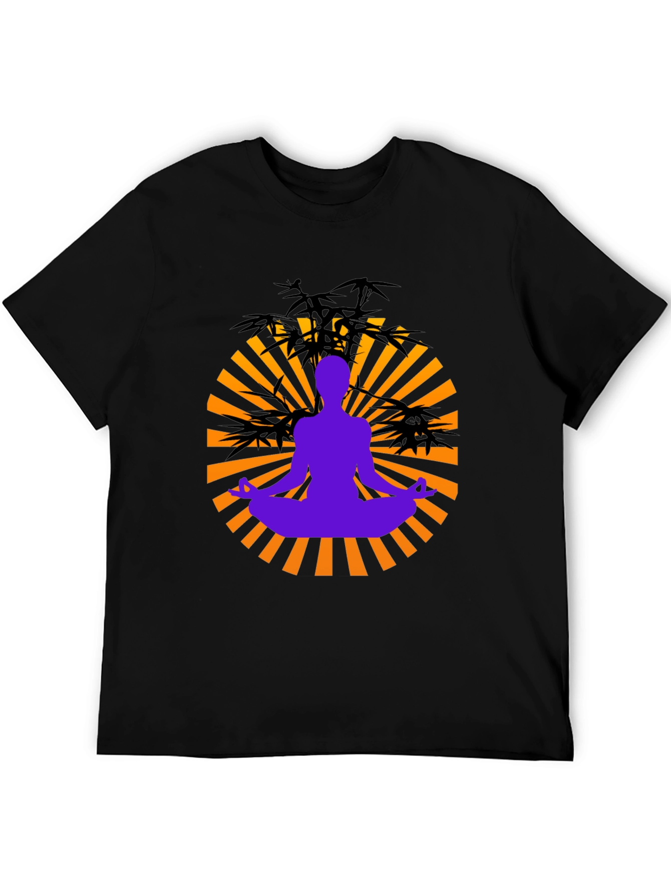 Zen Meditation Graphic Tee - Black Cotton Blend
