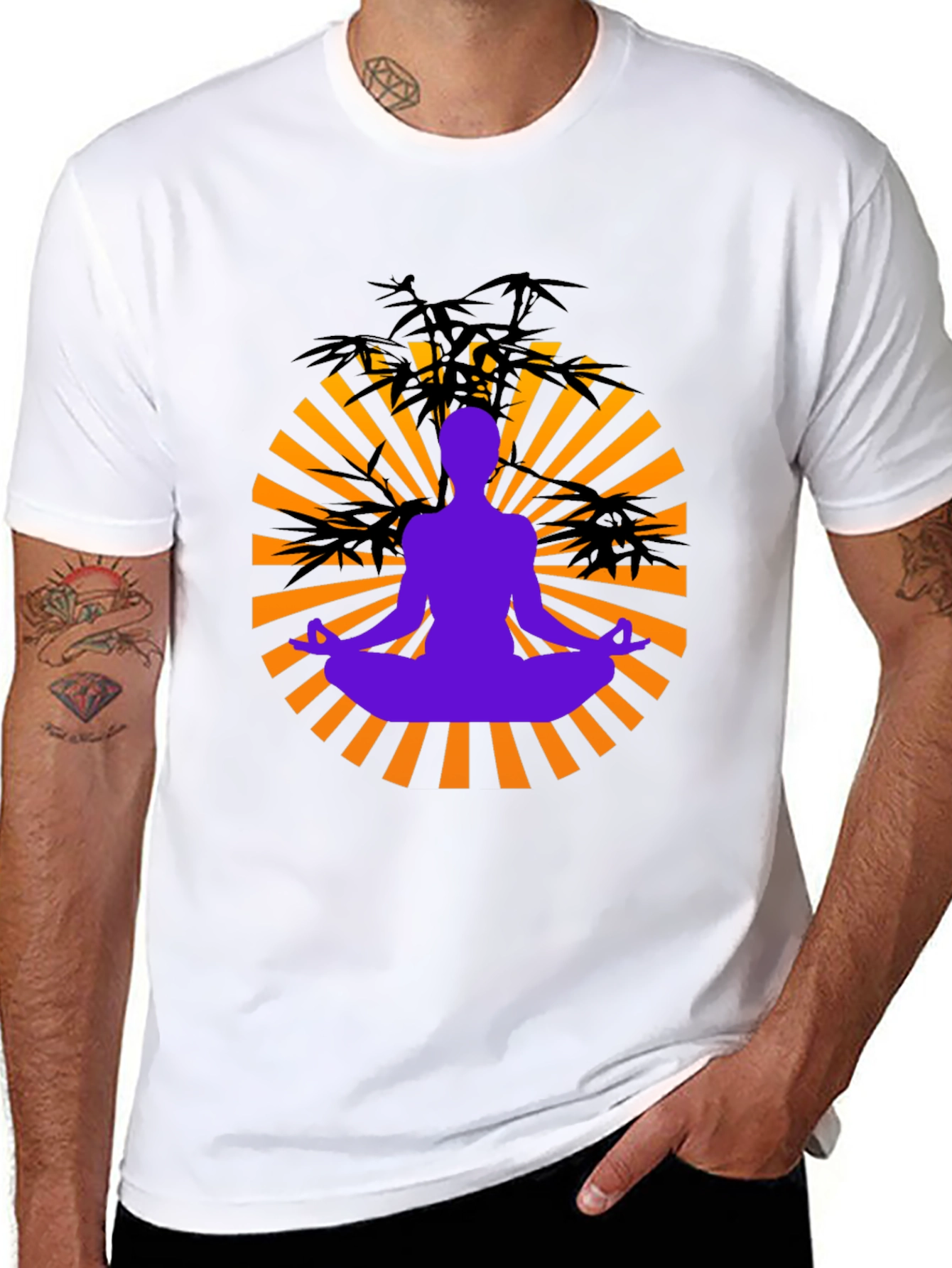 Zen Meditation Graphic Tee - Black Cotton Blend