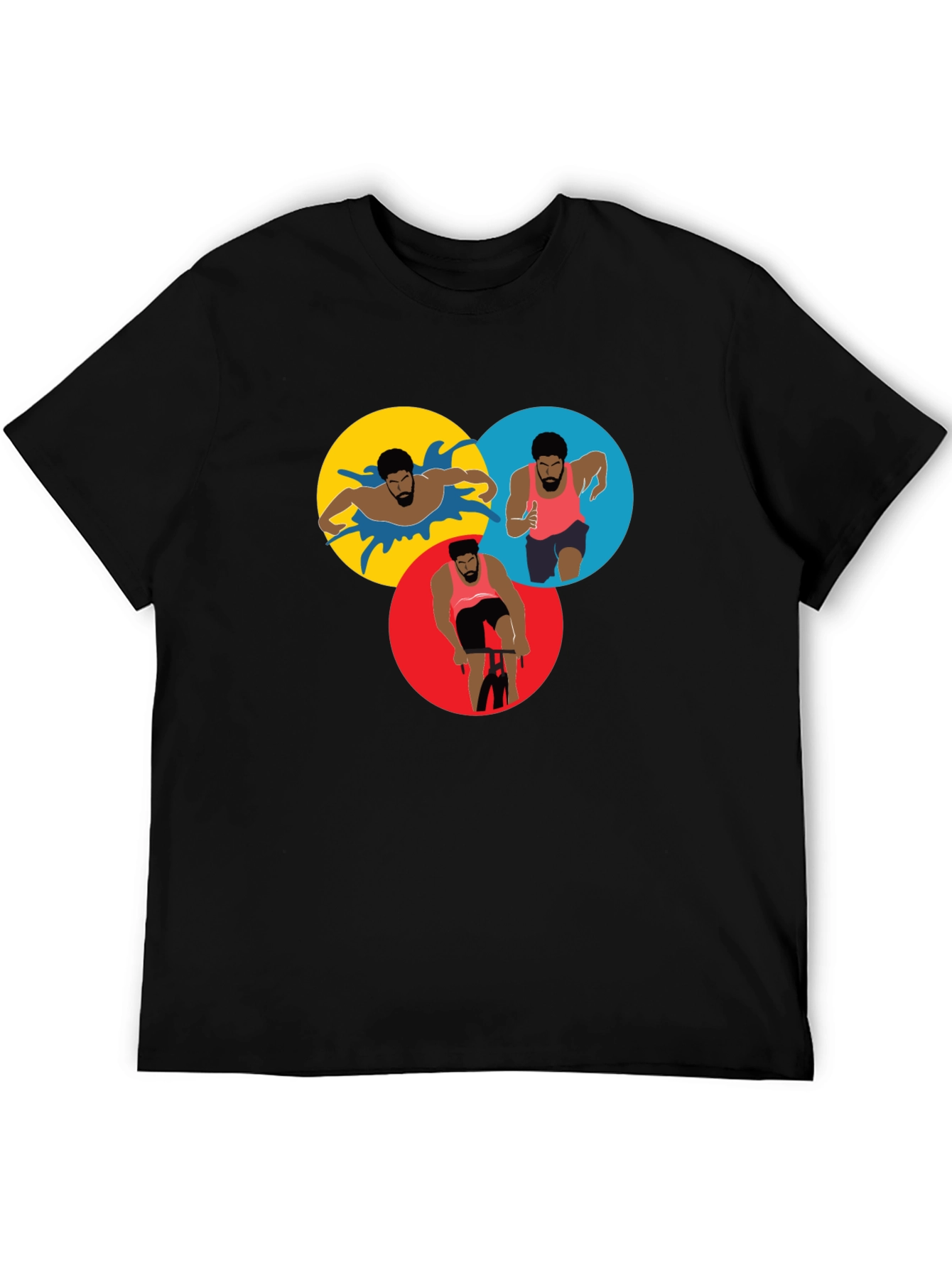 Triathlon Sport T-Shirt - Black Graphic Design
