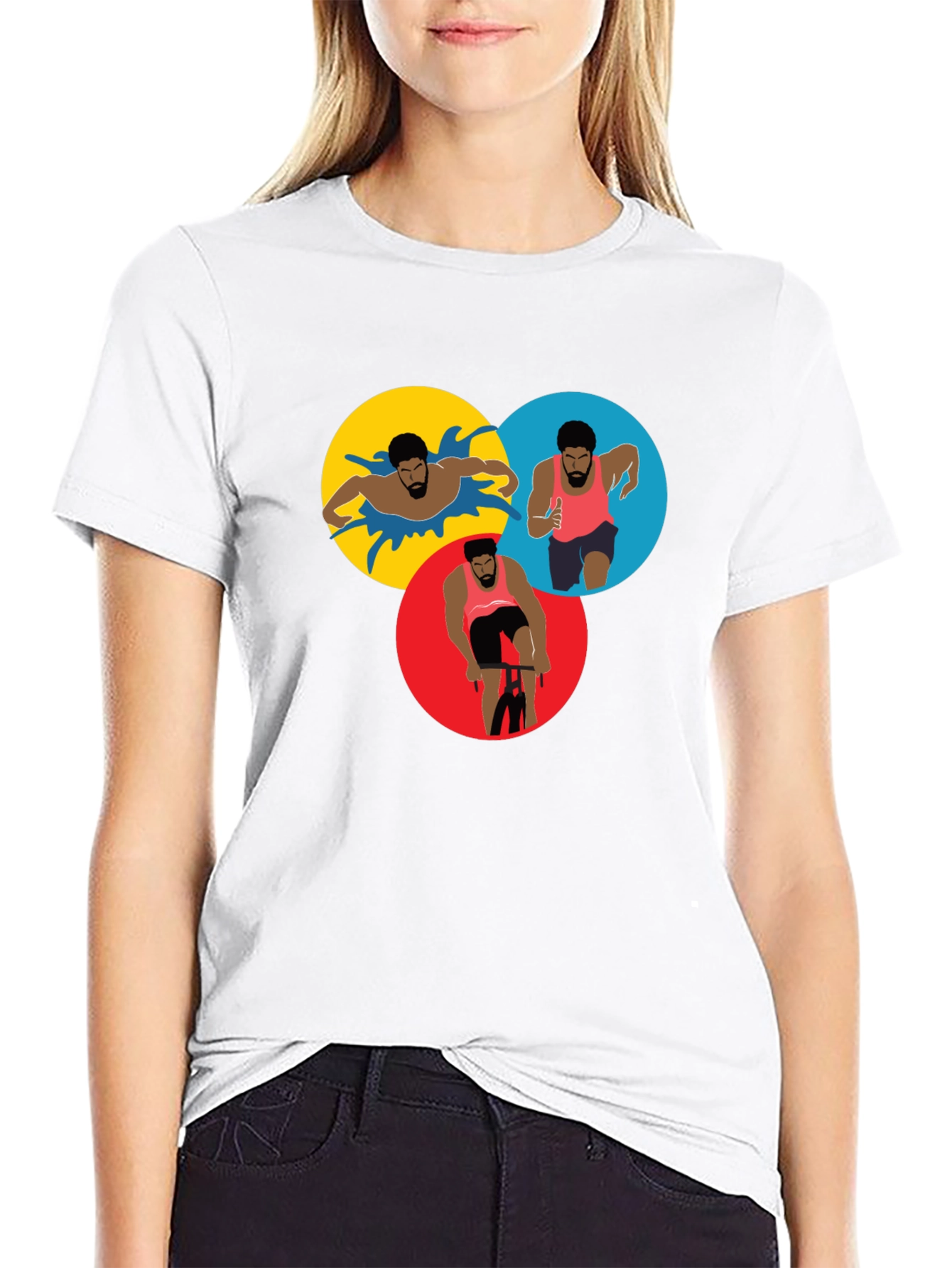 Triathlon Sport T-Shirt - Black Graphic Design