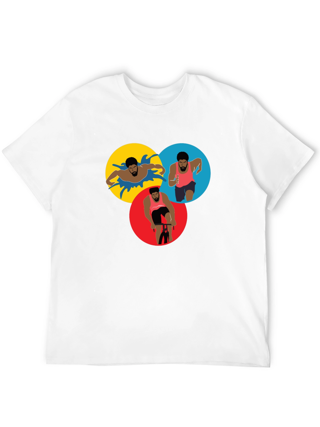 Triathlon Sport T-Shirt - Black Graphic Design