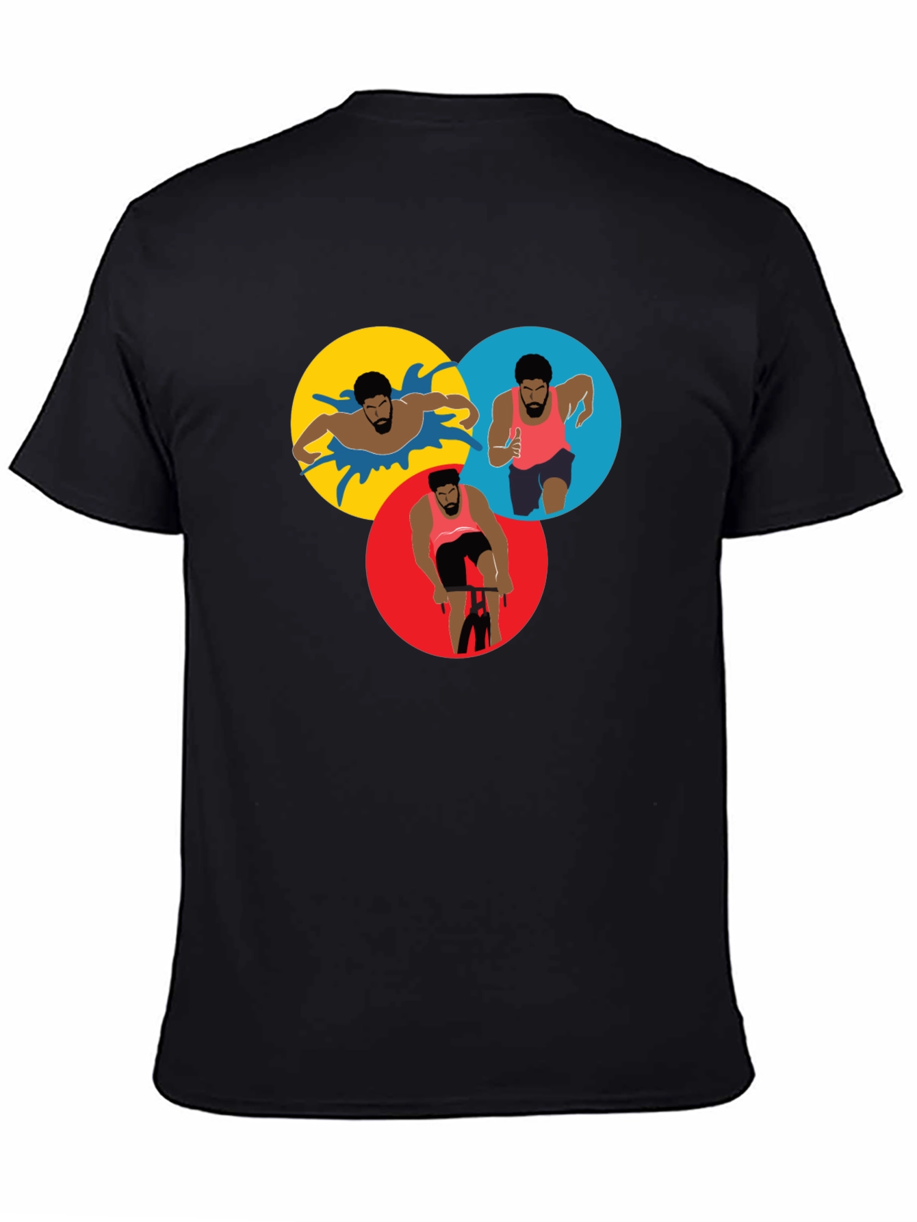 Triathlon Sport T-Shirt - Black Graphic Design
