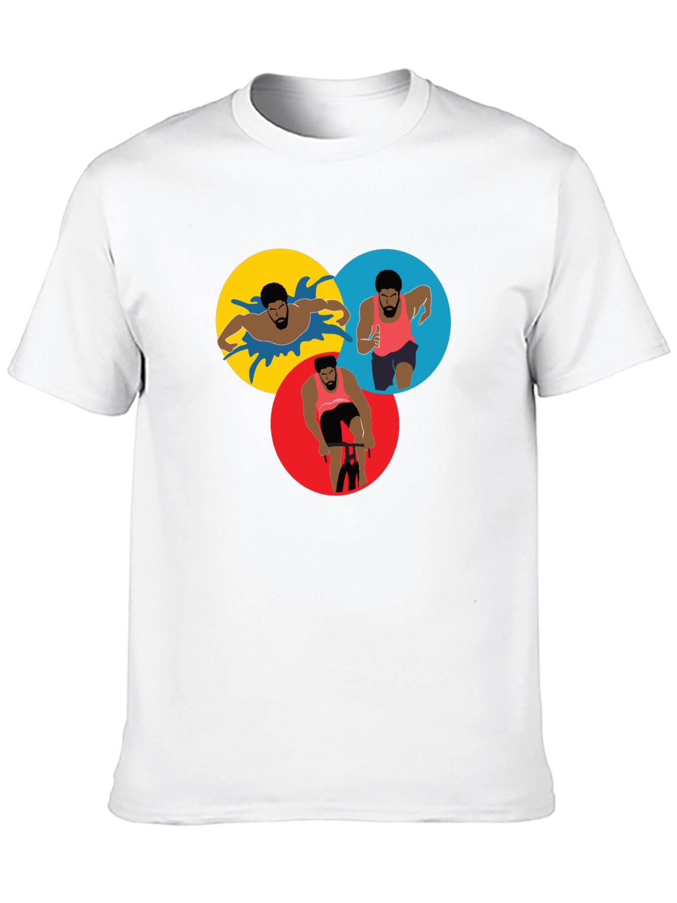 Triathlon Sport T-Shirt - Black Graphic Design
