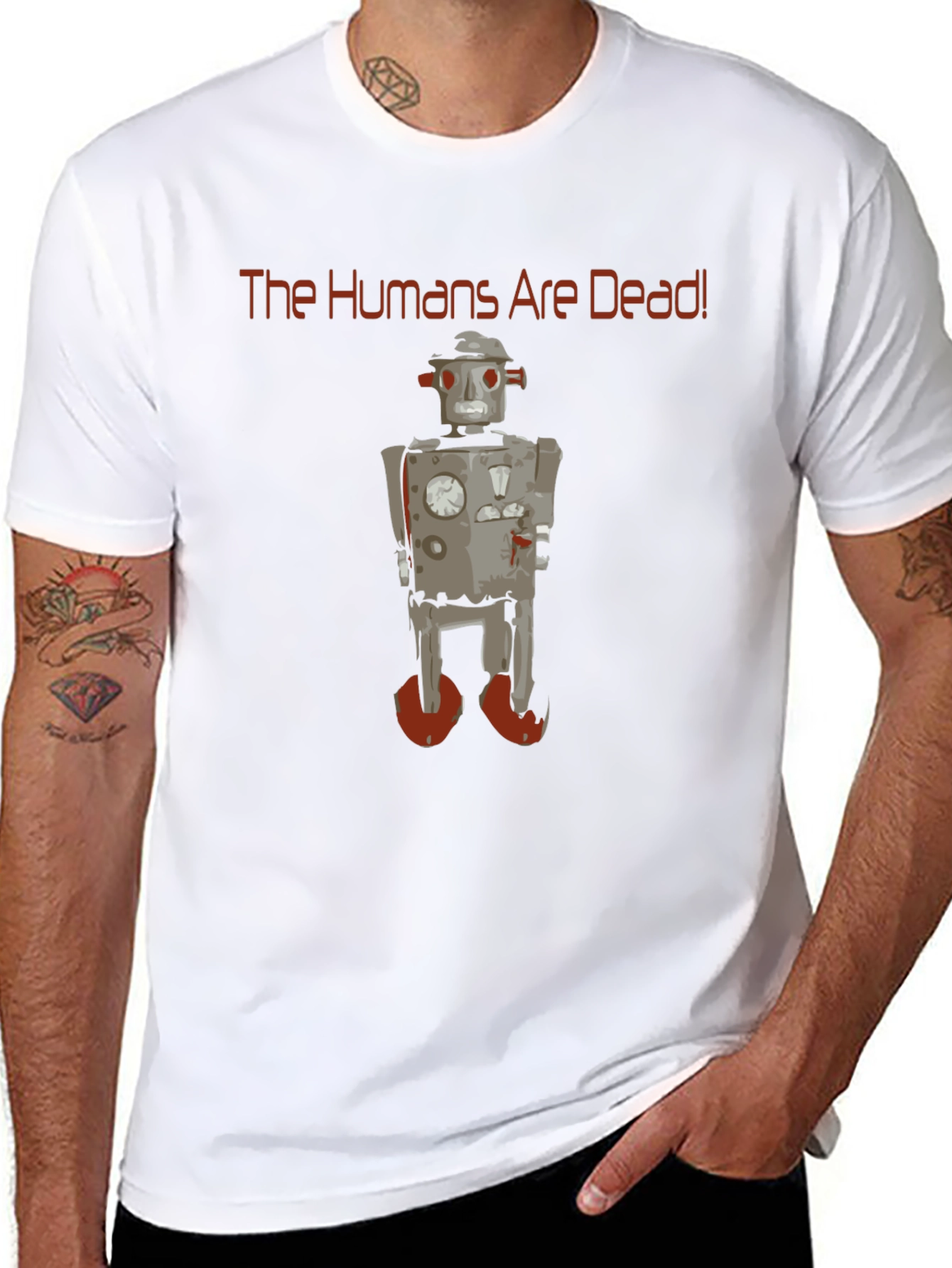 The Humans are Dead Robot Graphic T-Shirt