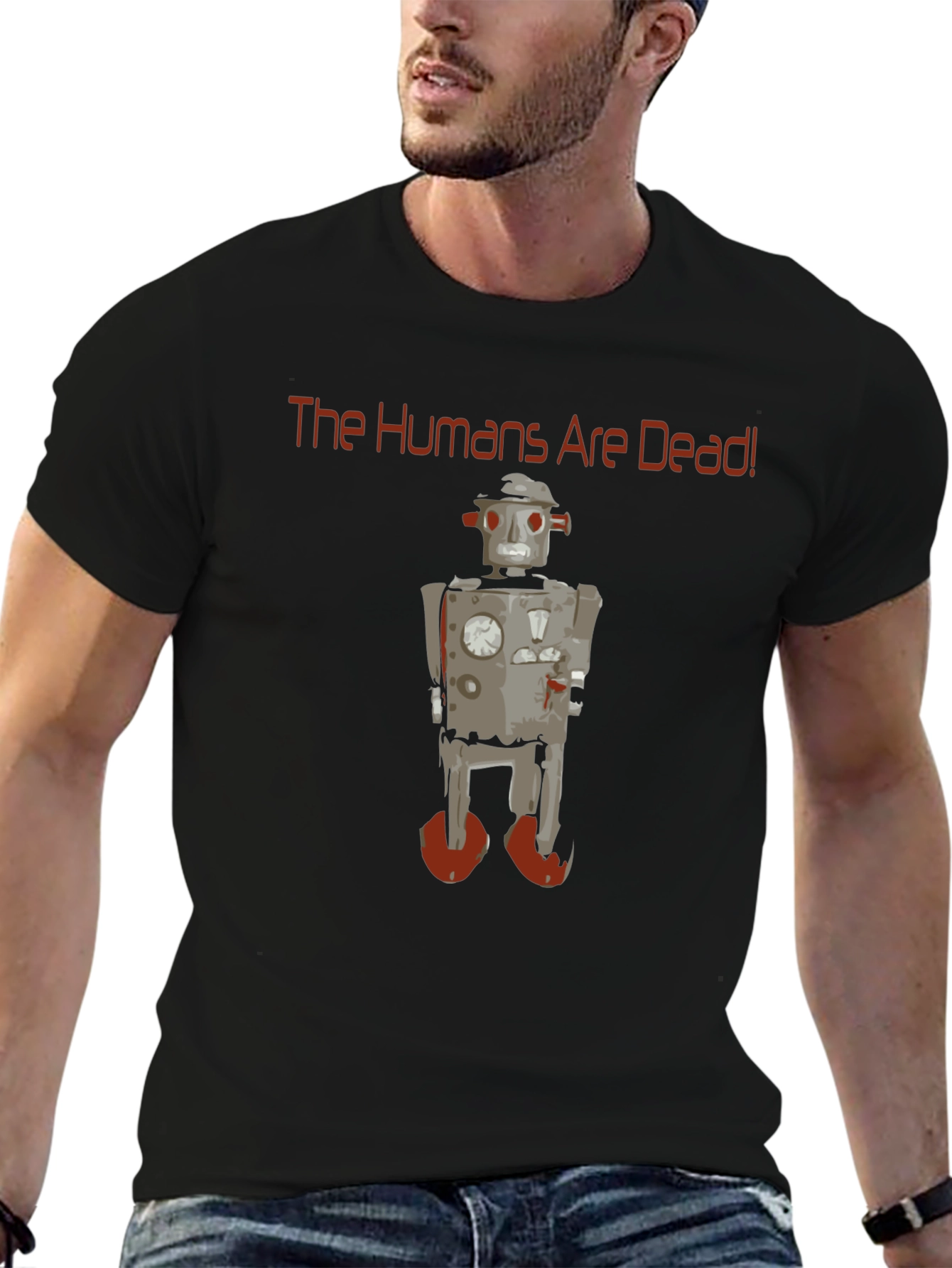 The Humans are Dead Robot Graphic T-Shirt