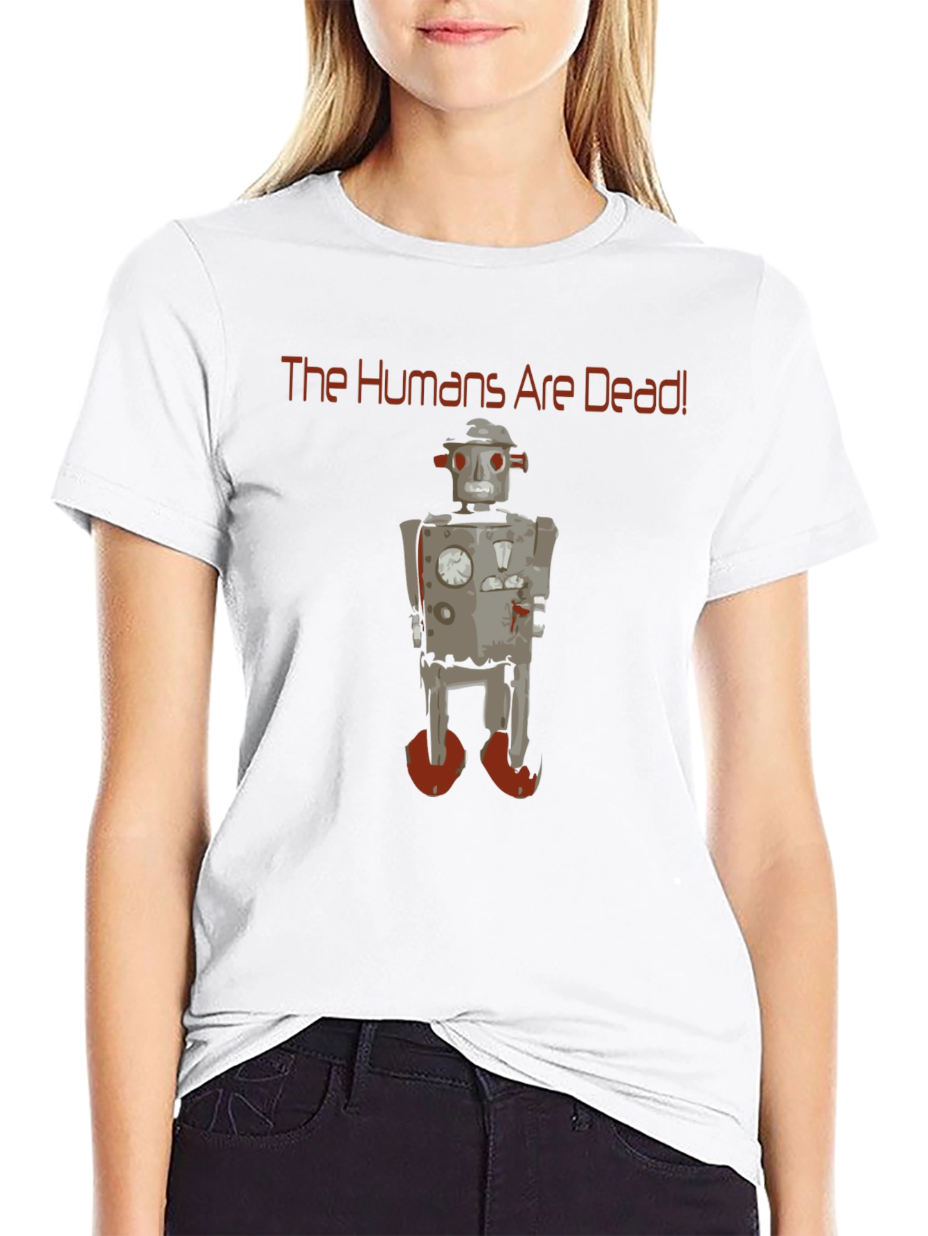 The Humans are Dead Robot Graphic T-Shirt