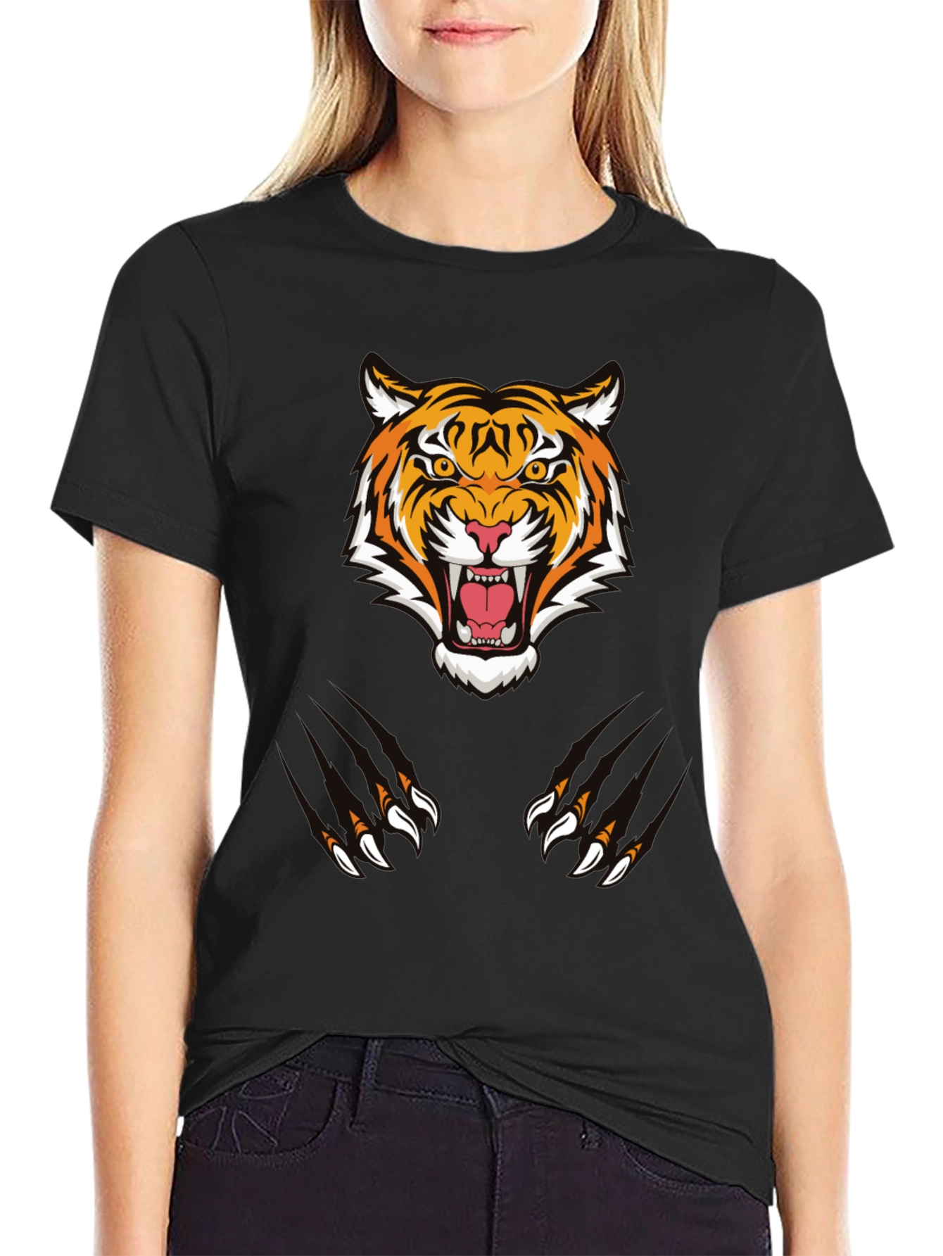 Tiger Graphic Tee - Black Cotton Comfort