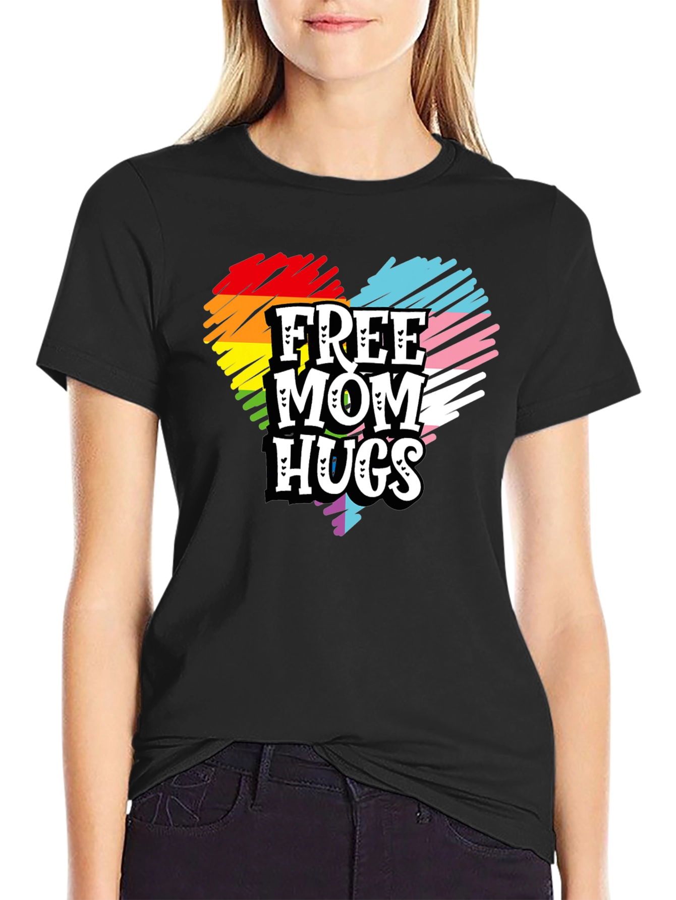 Free Mom Hugs Pride Heart T-Shirt