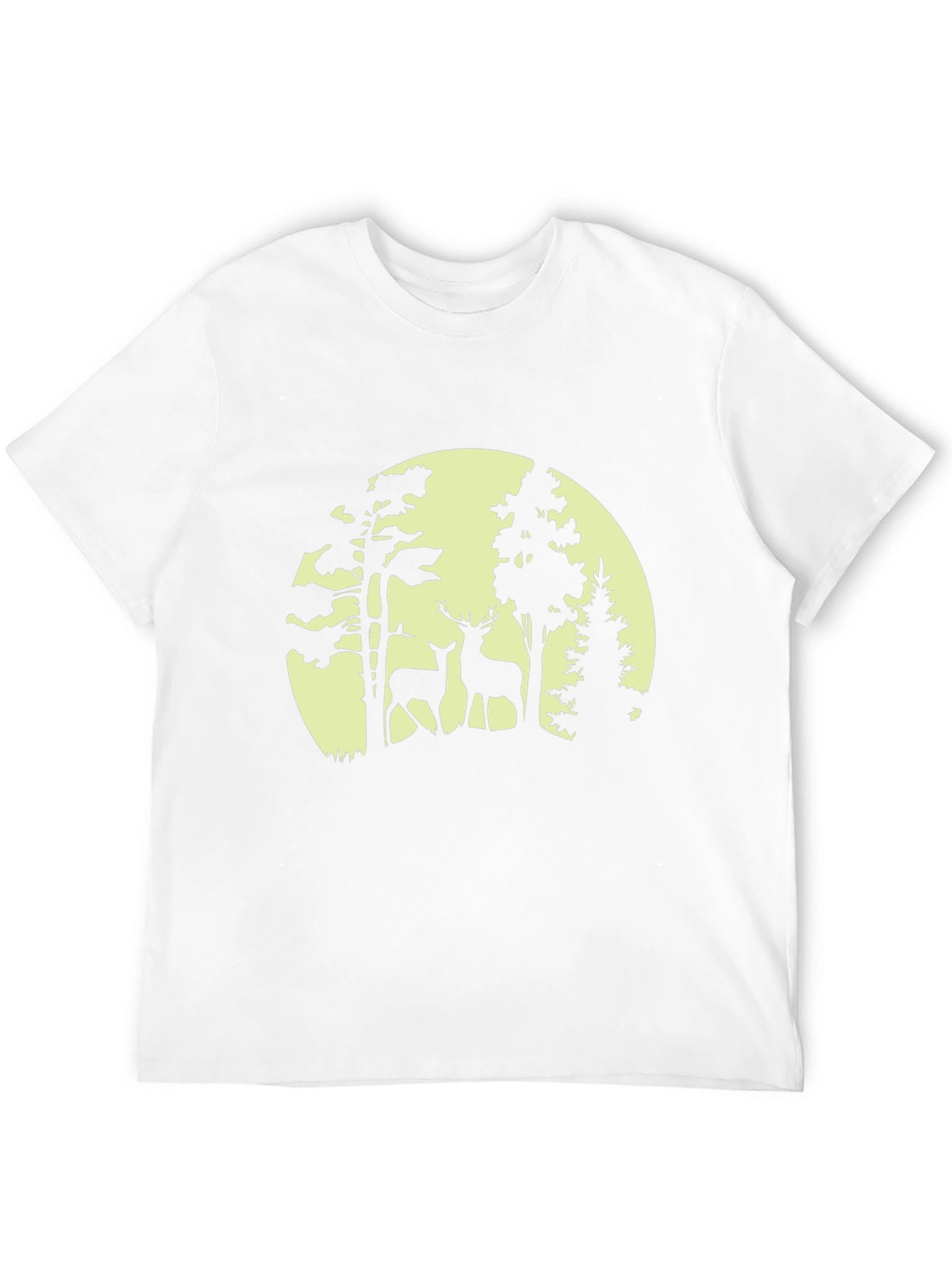 Deer Silhouette Forest Graphic Tee - Black