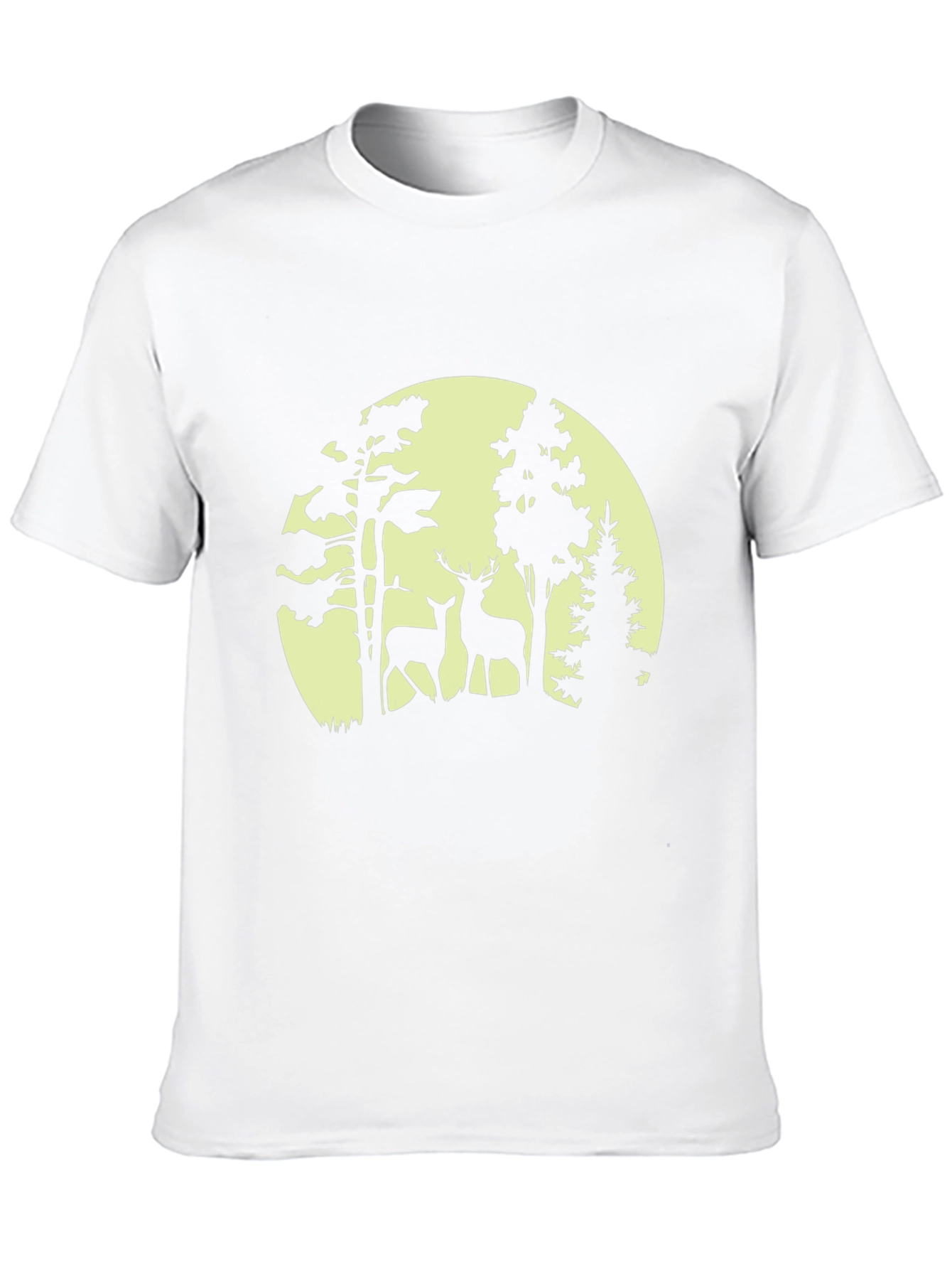 Deer Silhouette Forest Graphic Tee - Black