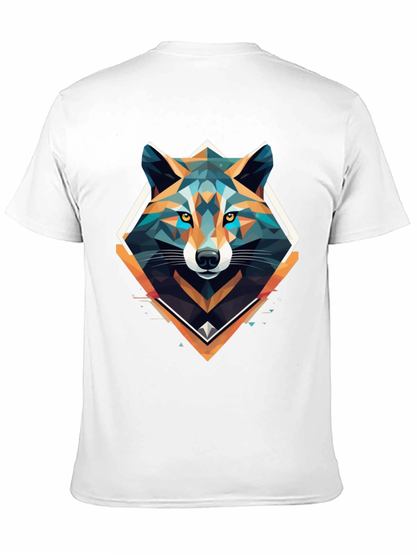 Geometric Wolf Graphic Print Black T-Shirt