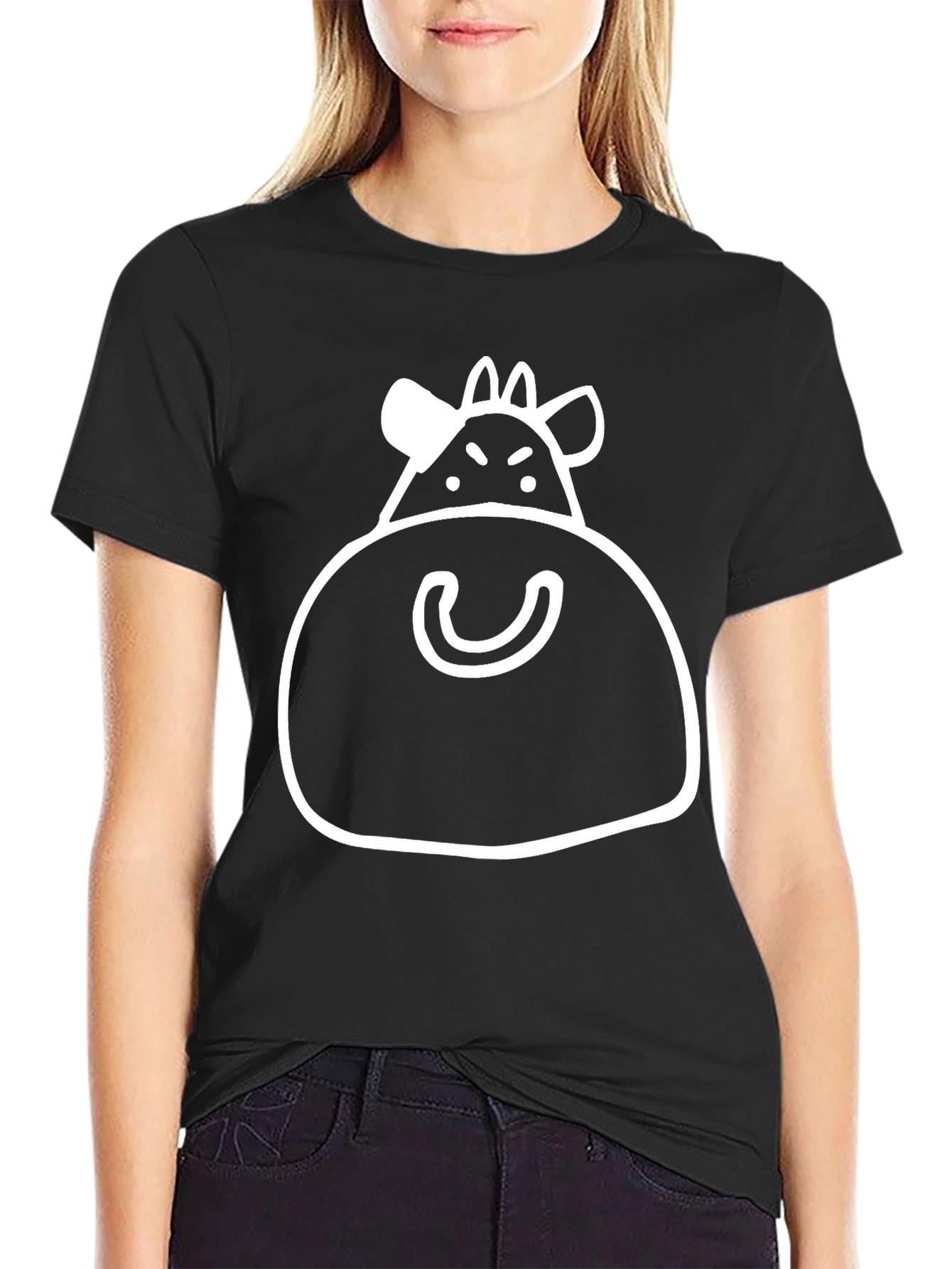 Humorous Cow Graphic Black T-Shirt