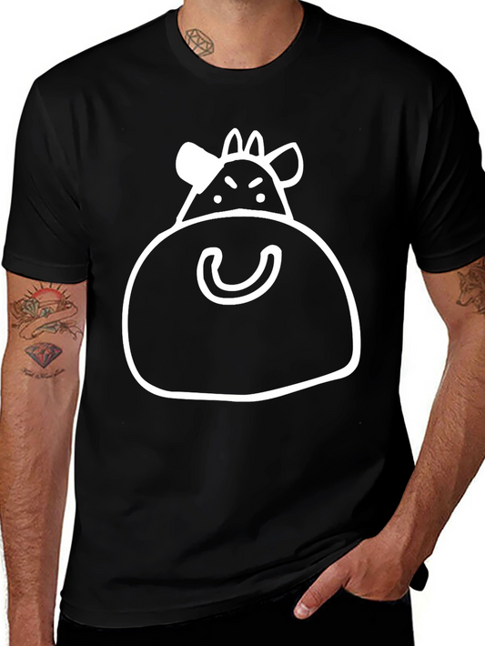 Humorous Cow Graphic Black T-Shirt