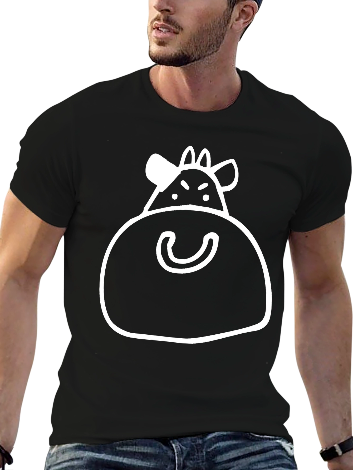 Humorous Cow Graphic Black T-Shirt
