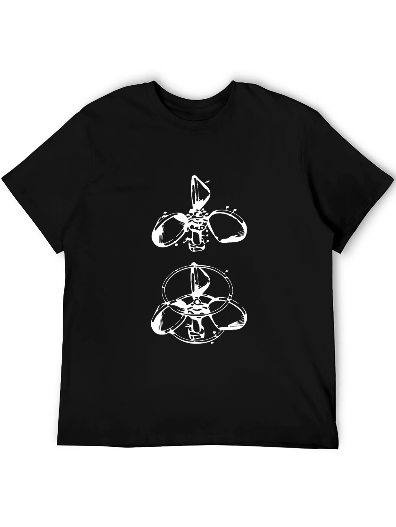 Cool Graphic T-Shirt with Abstract Fan Design in Black