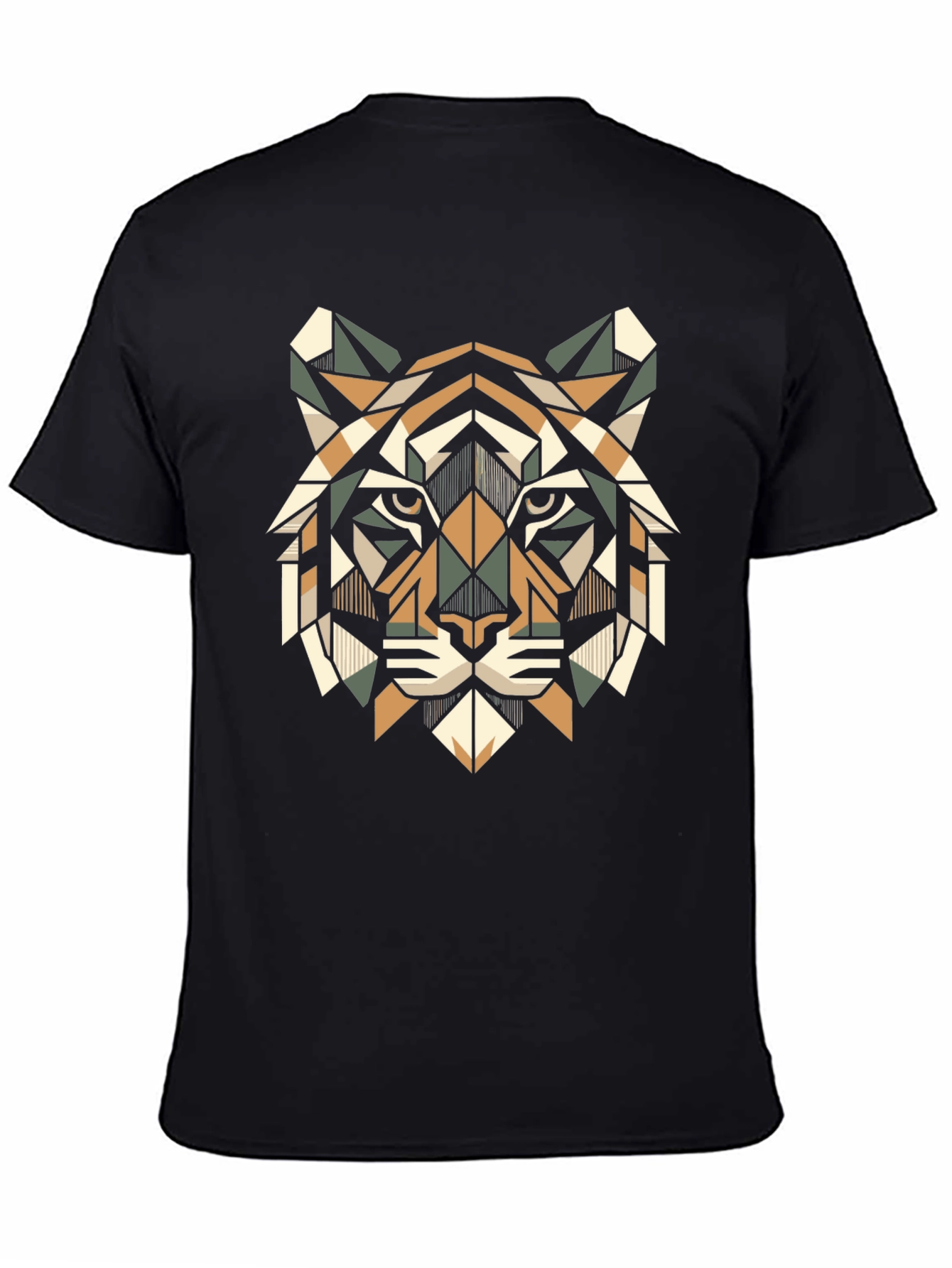 Geometric Tiger Head T-Shirt - Stylish Animal Print Tee