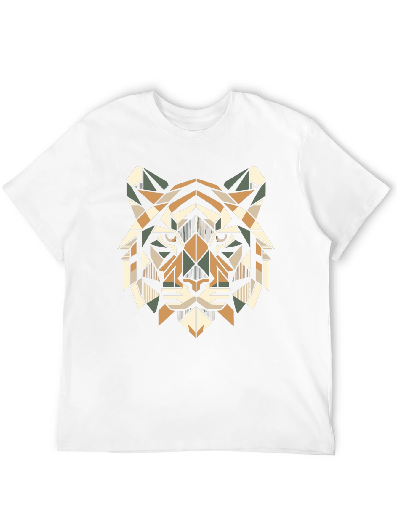 Geometric Tiger Head T-Shirt - Stylish Animal Print Tee