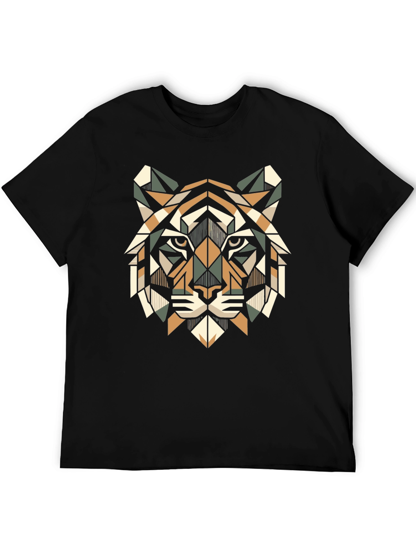 Geometric Tiger Head T-Shirt - Stylish Animal Print Tee