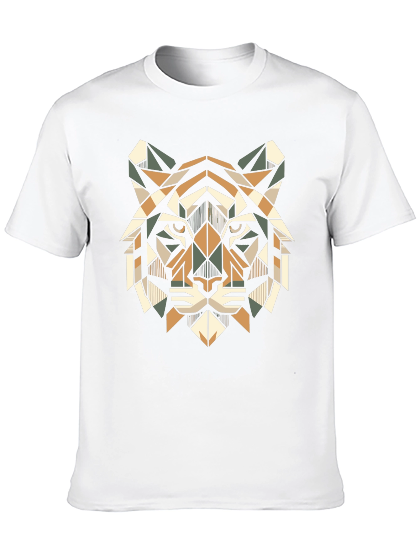 Geometric Tiger Head T-Shirt - Stylish Animal Print Tee