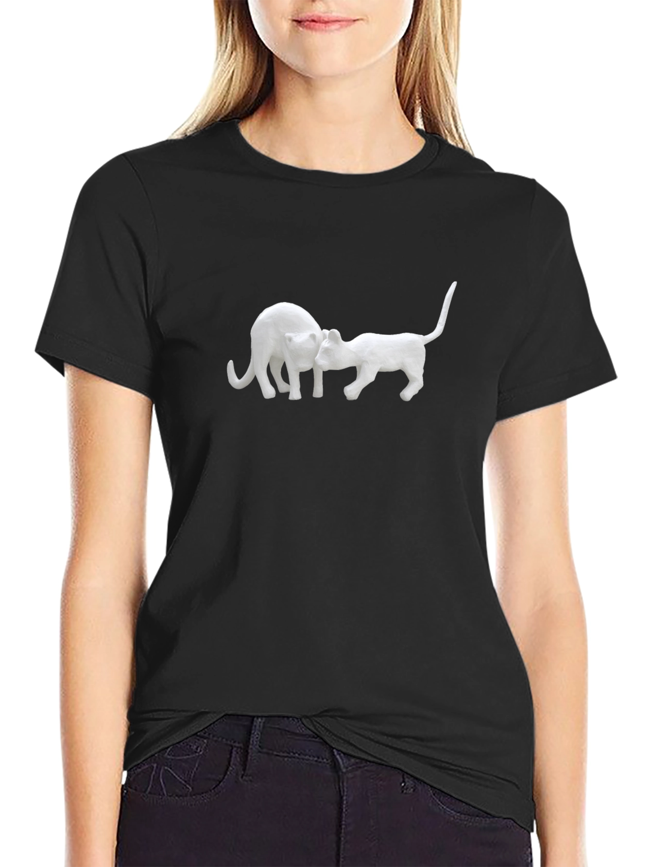 Cat Love T-Shirt - Black Cotton Tee