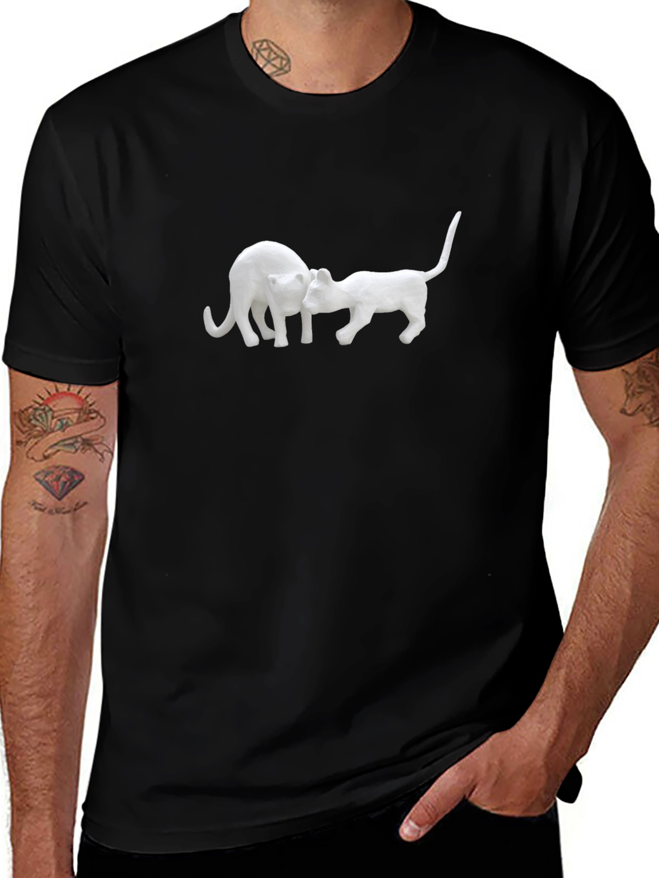 Cat Love T-Shirt - Black Cotton Tee