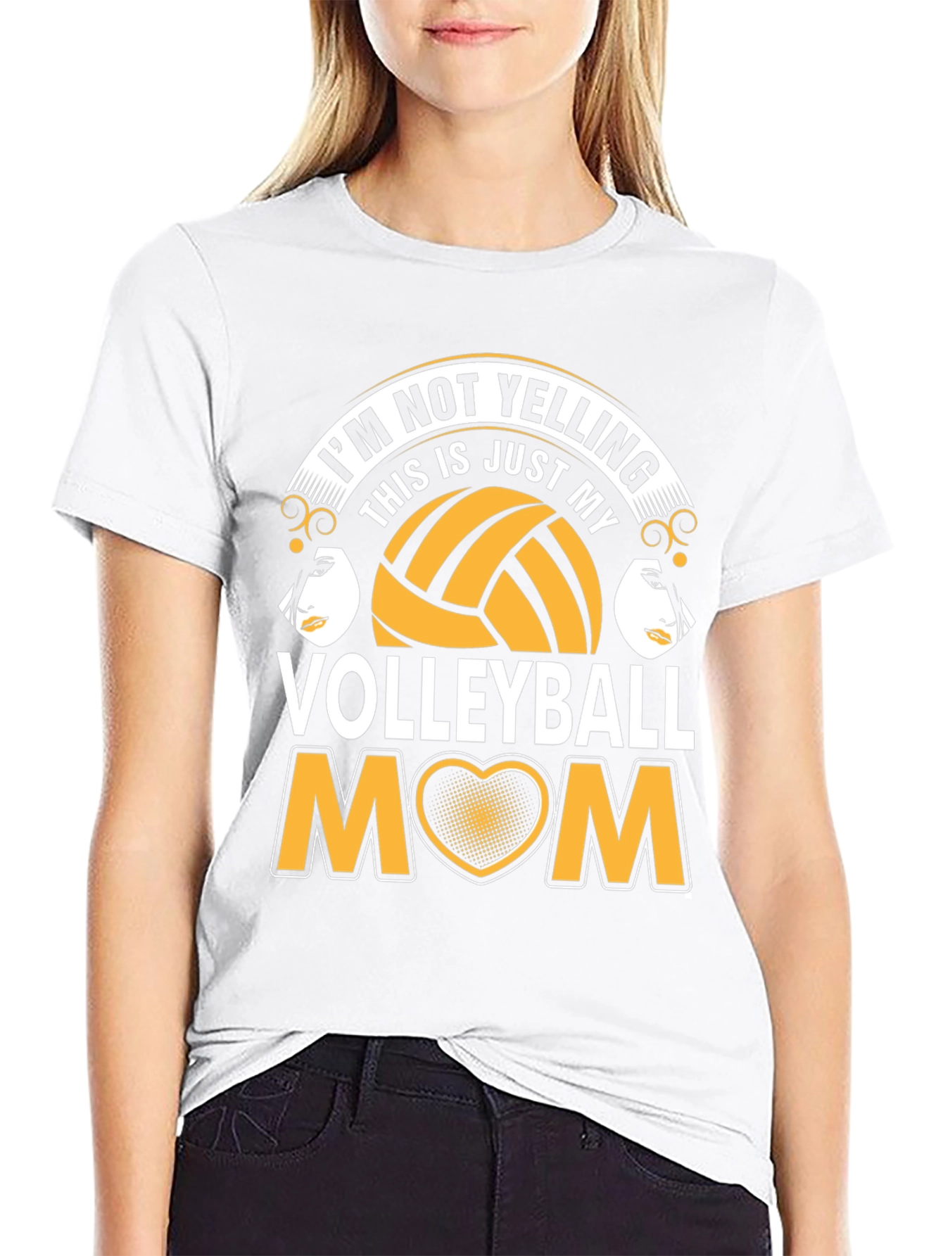 Volleyball Mom T-Shirt - Im Not Yelling!