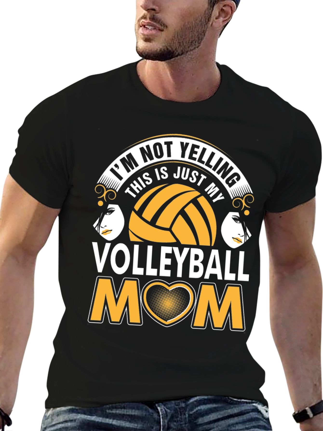 Volleyball Mom T-Shirt - Im Not Yelling!