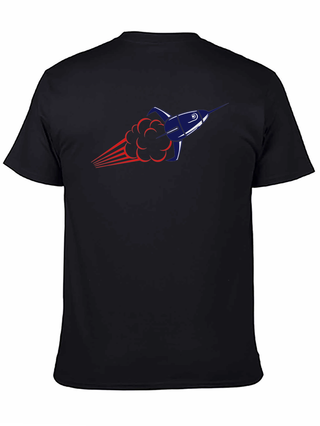 Rocket Launch Graphic Tee - Black Cotton Blend T-Shirt