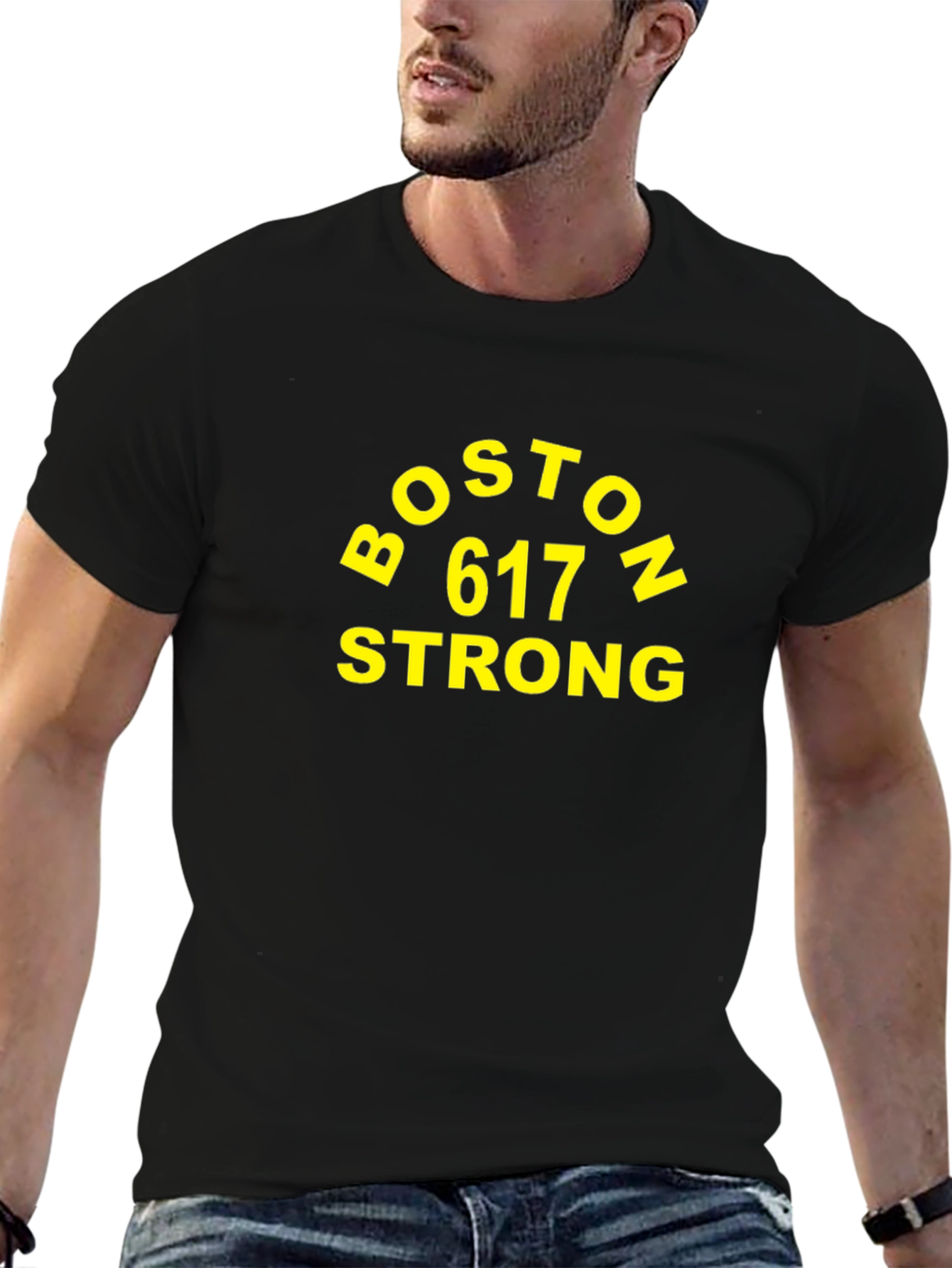 Boston 617 Strong T-Shirt - Black Tee