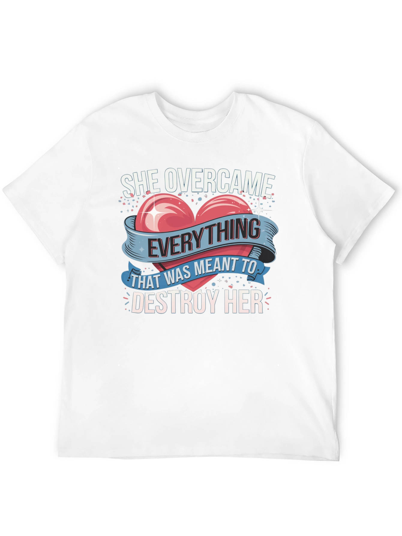 She Overcame Graphic Tee - Inspirational Heart Design