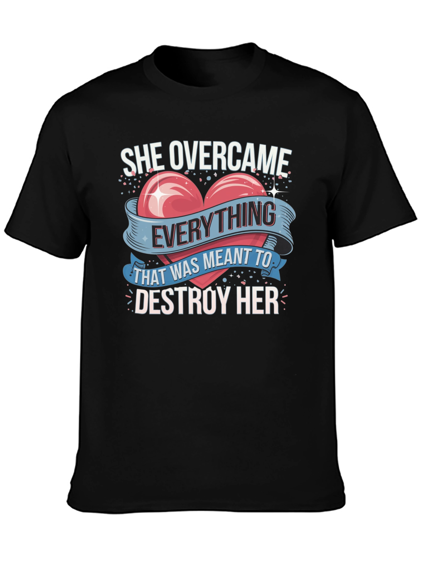 She Overcame Graphic Tee - Inspirational Heart Design