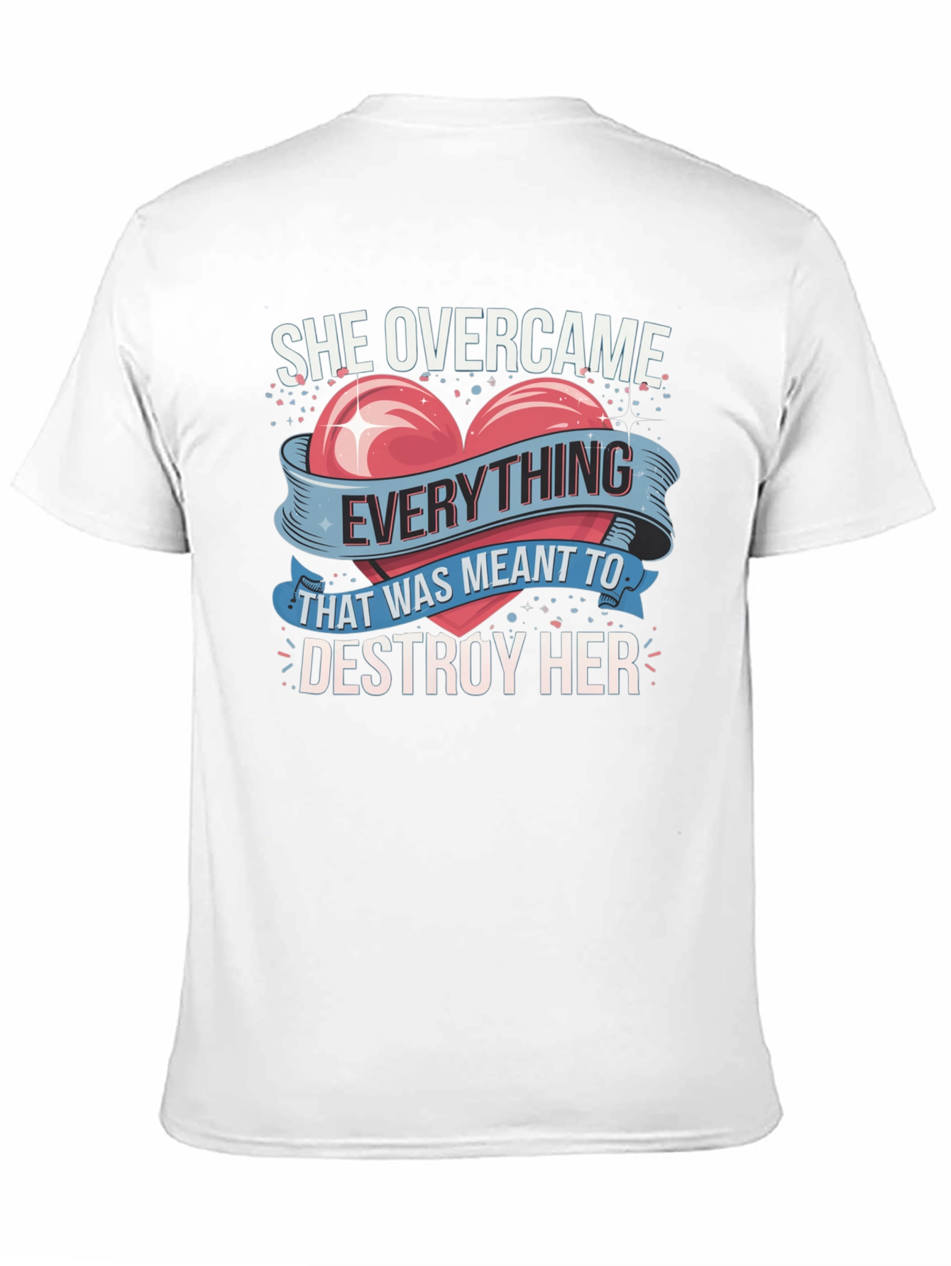 She Overcame Graphic Tee - Inspirational Heart Design