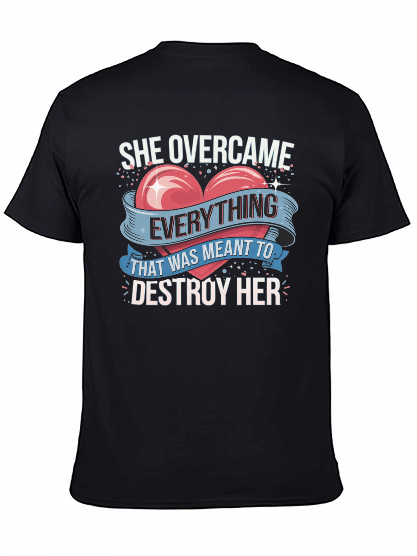 She Overcame Graphic Tee - Inspirational Heart Design