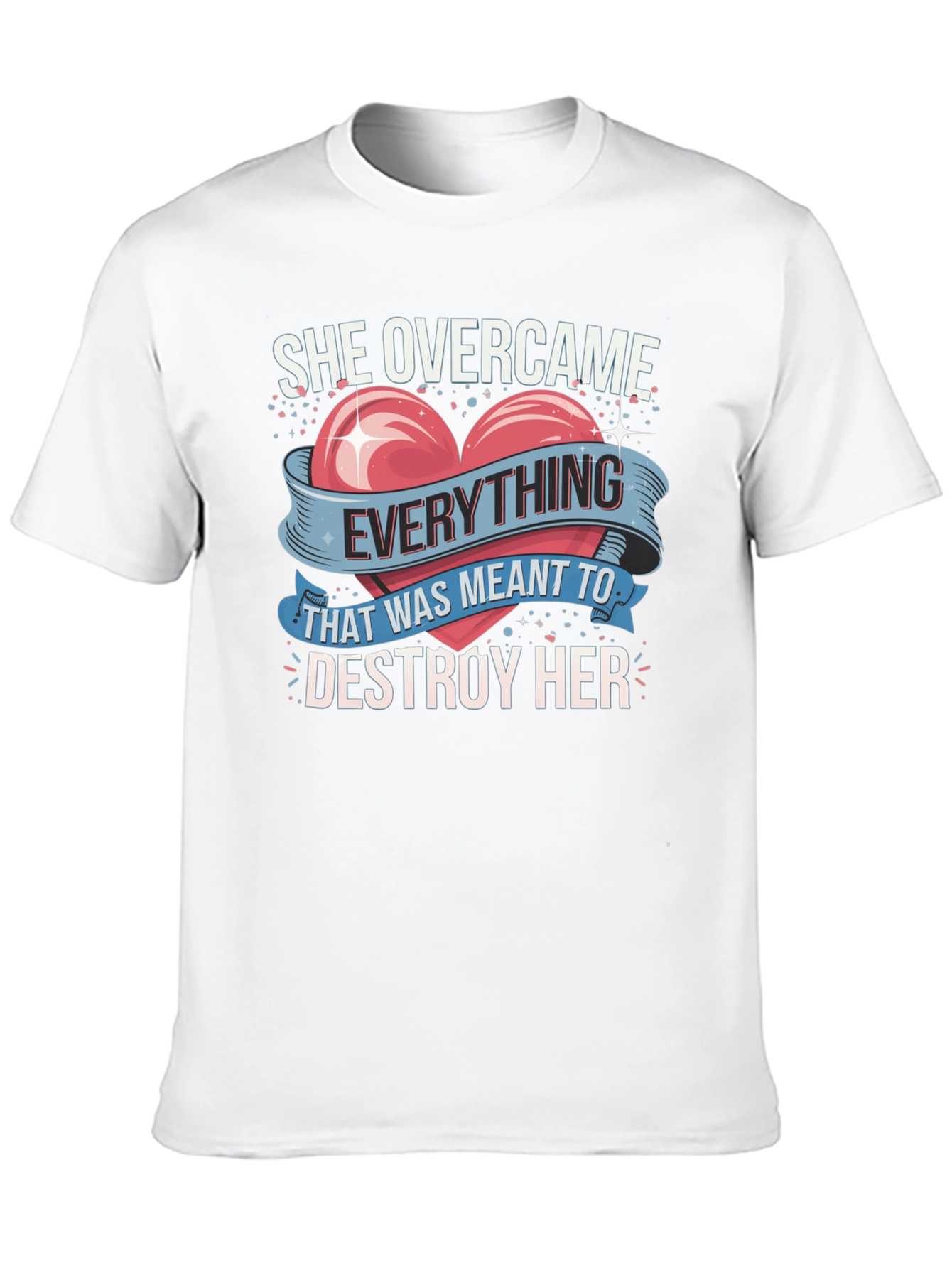 She Overcame Graphic Tee - Inspirational Heart Design