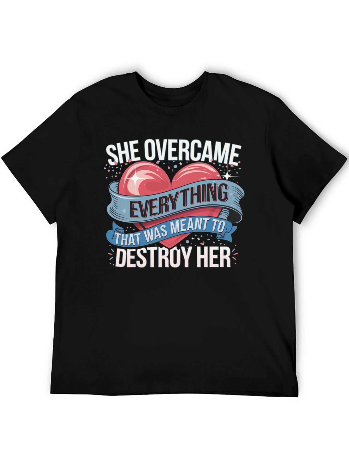 She Overcame Graphic Tee - Inspirational Heart Design
