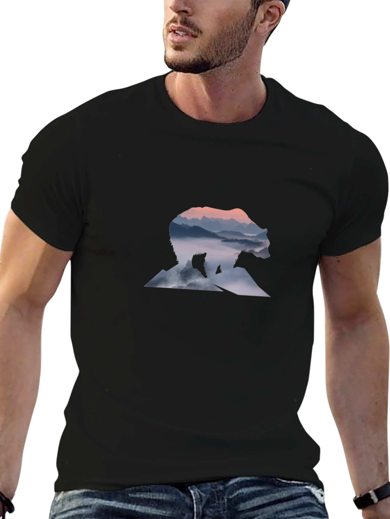 Bear Mountain Graphic Tee - Black Cotton Comfort