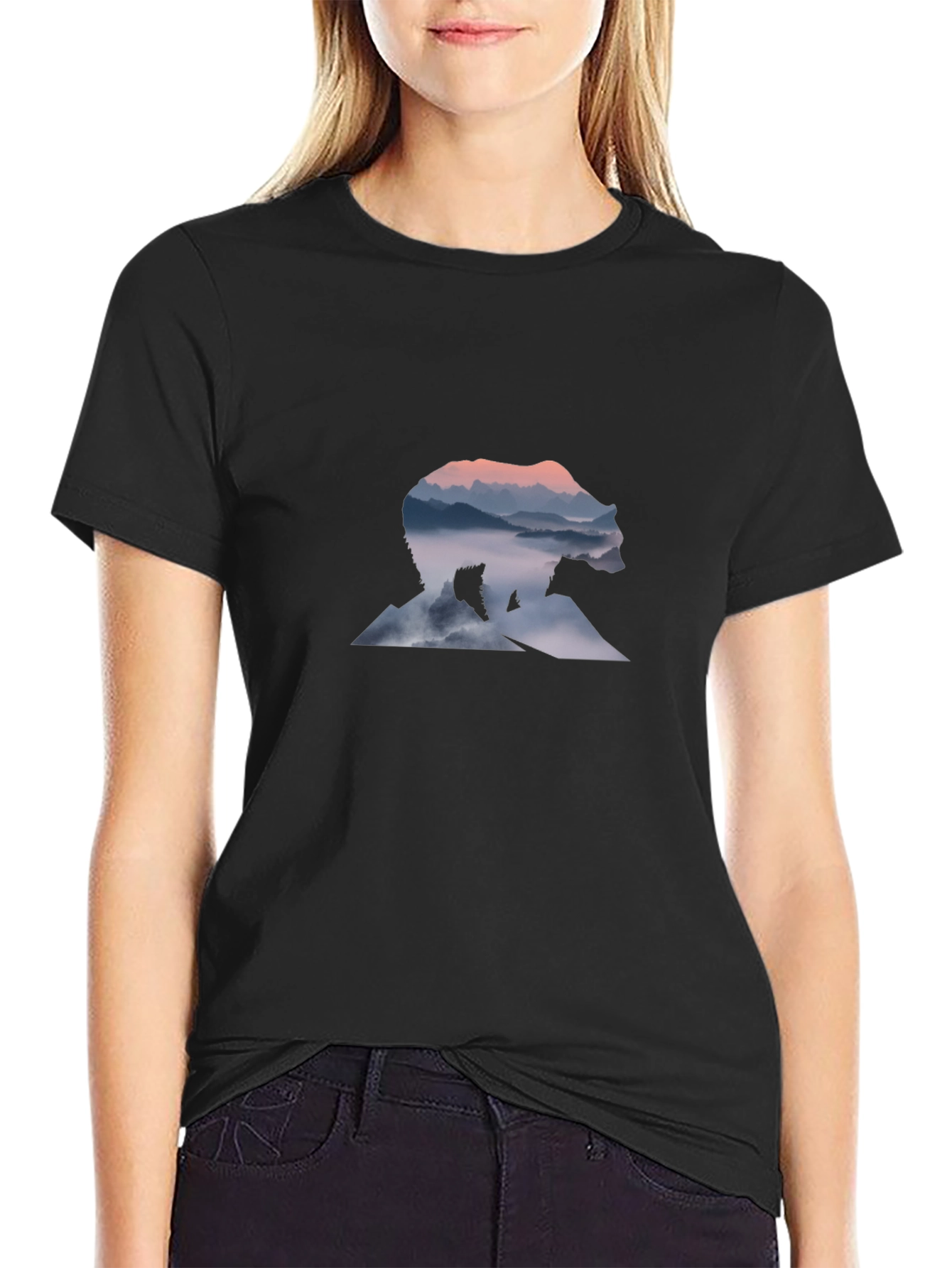 Bear Mountain Graphic Tee - Black Cotton Comfort
