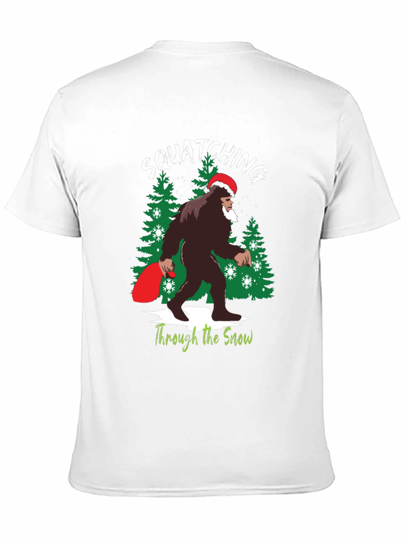 Squatching Through the Snow Bigfoot Christmas T-Shirt