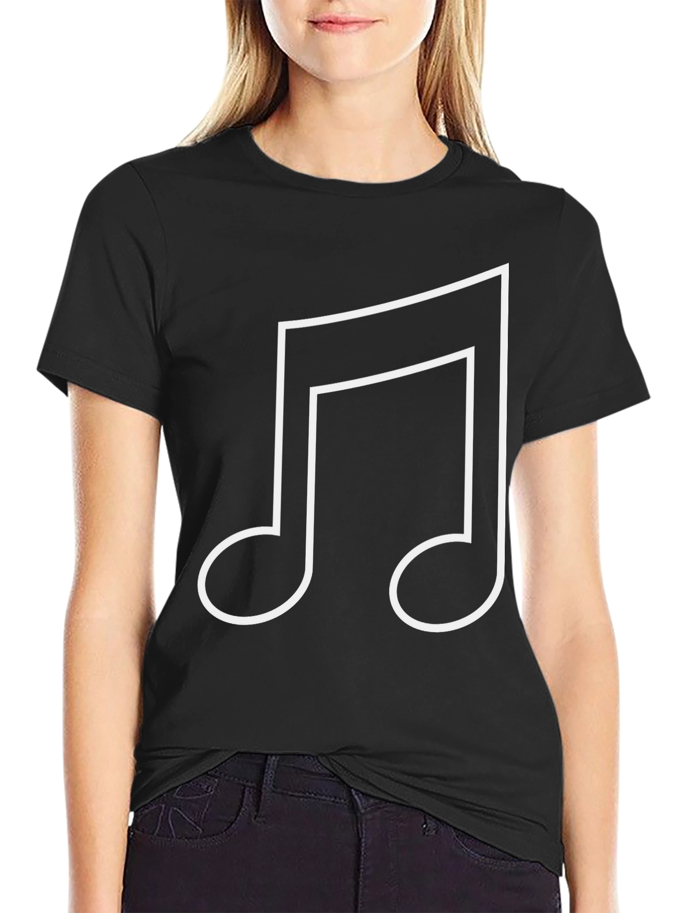 Musical Note Graphic Tee - Black Cotton T-Shirt