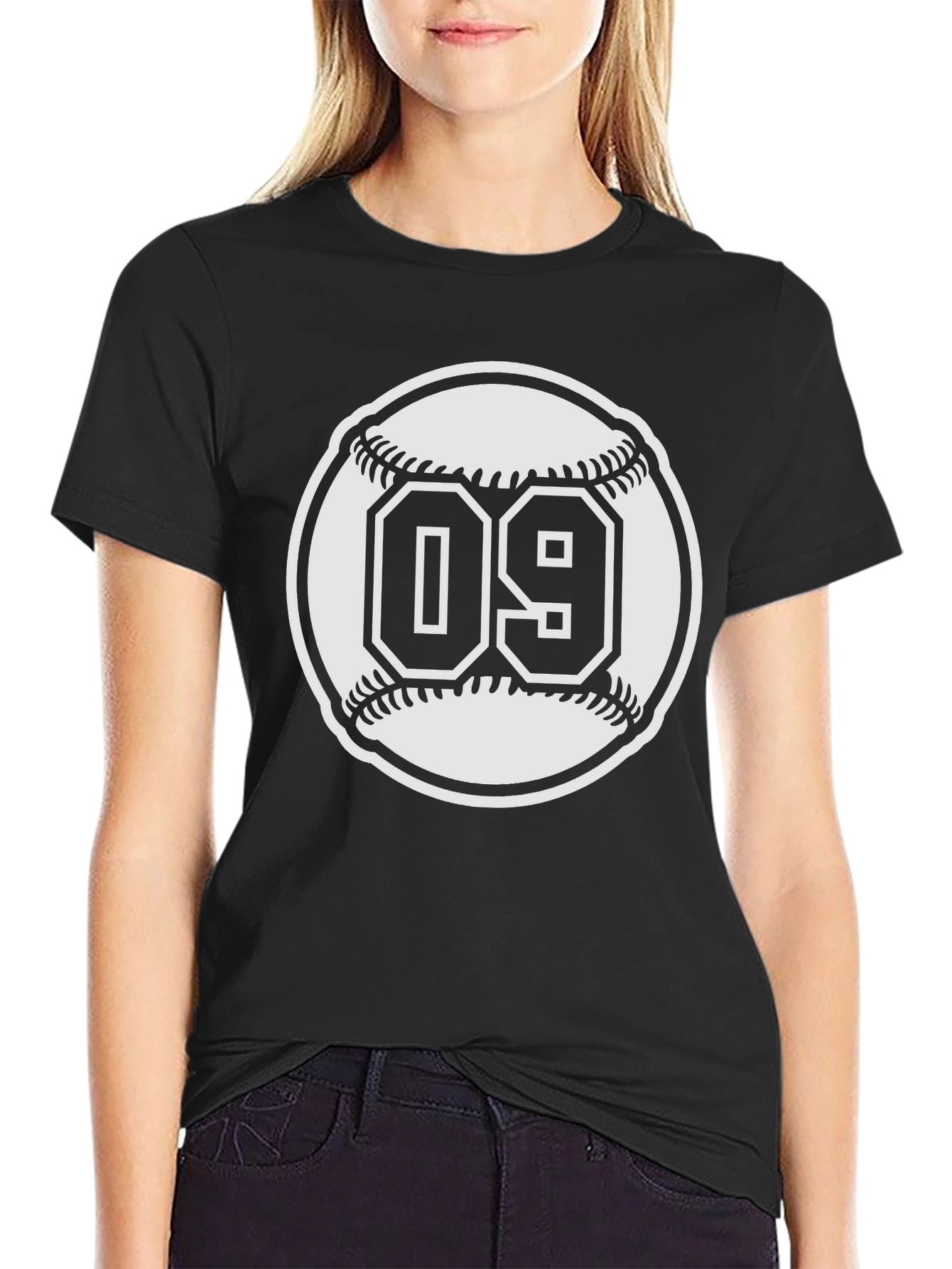 Baseball 09 Black Graphic T-Shirt