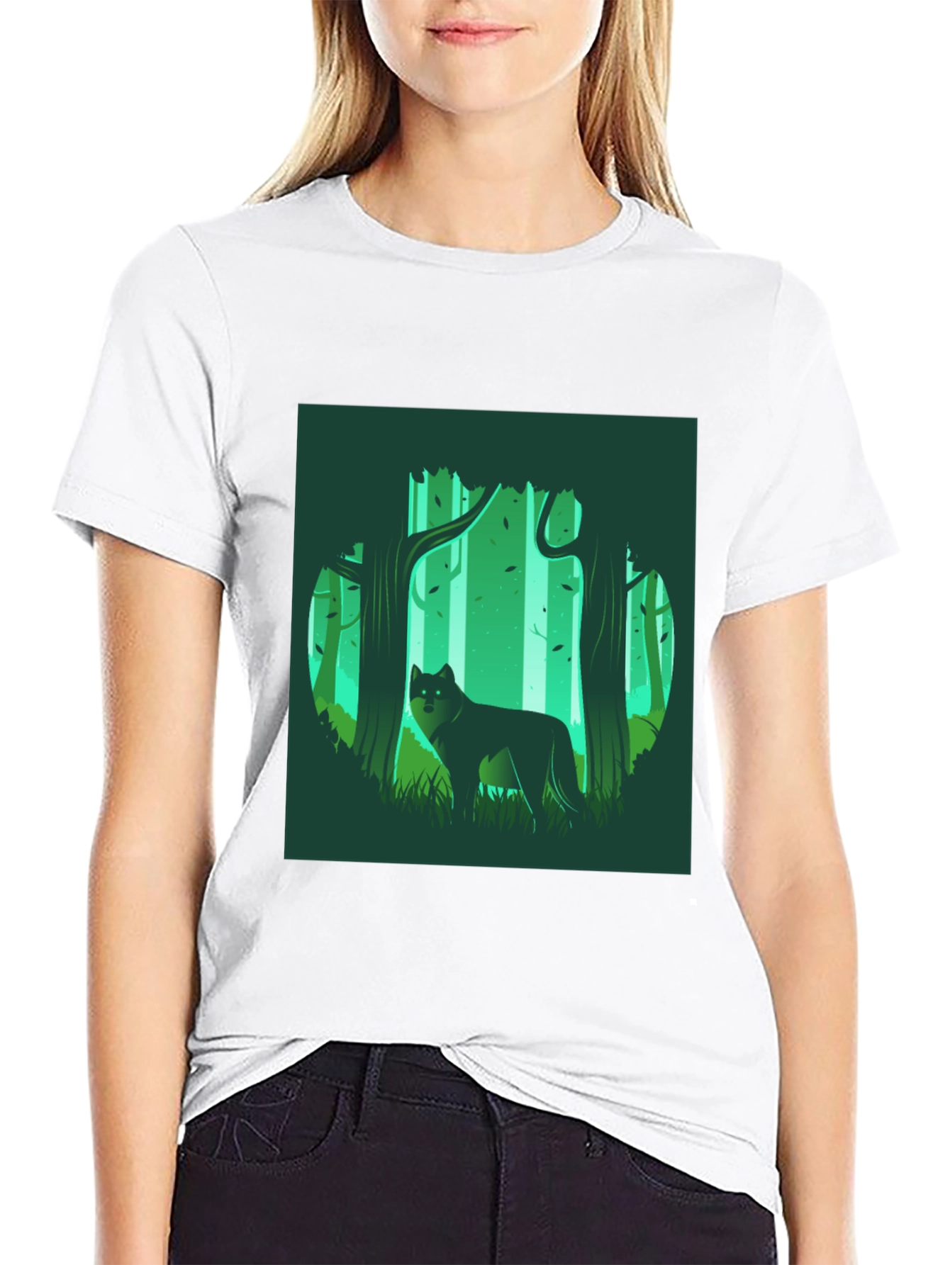 Wolf in Forest Graphic Tee - Black