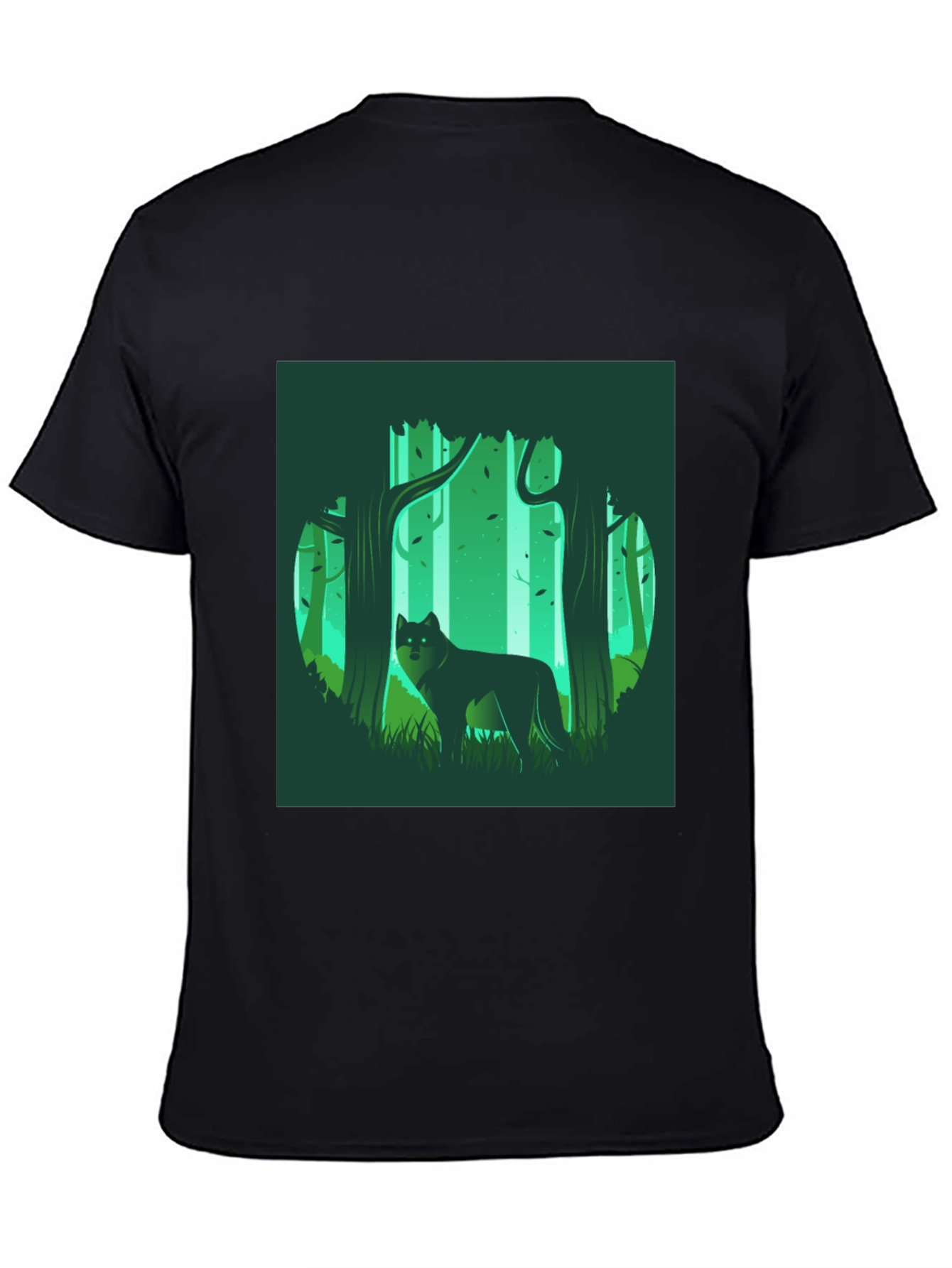 Wolf in Forest Graphic Tee - Black