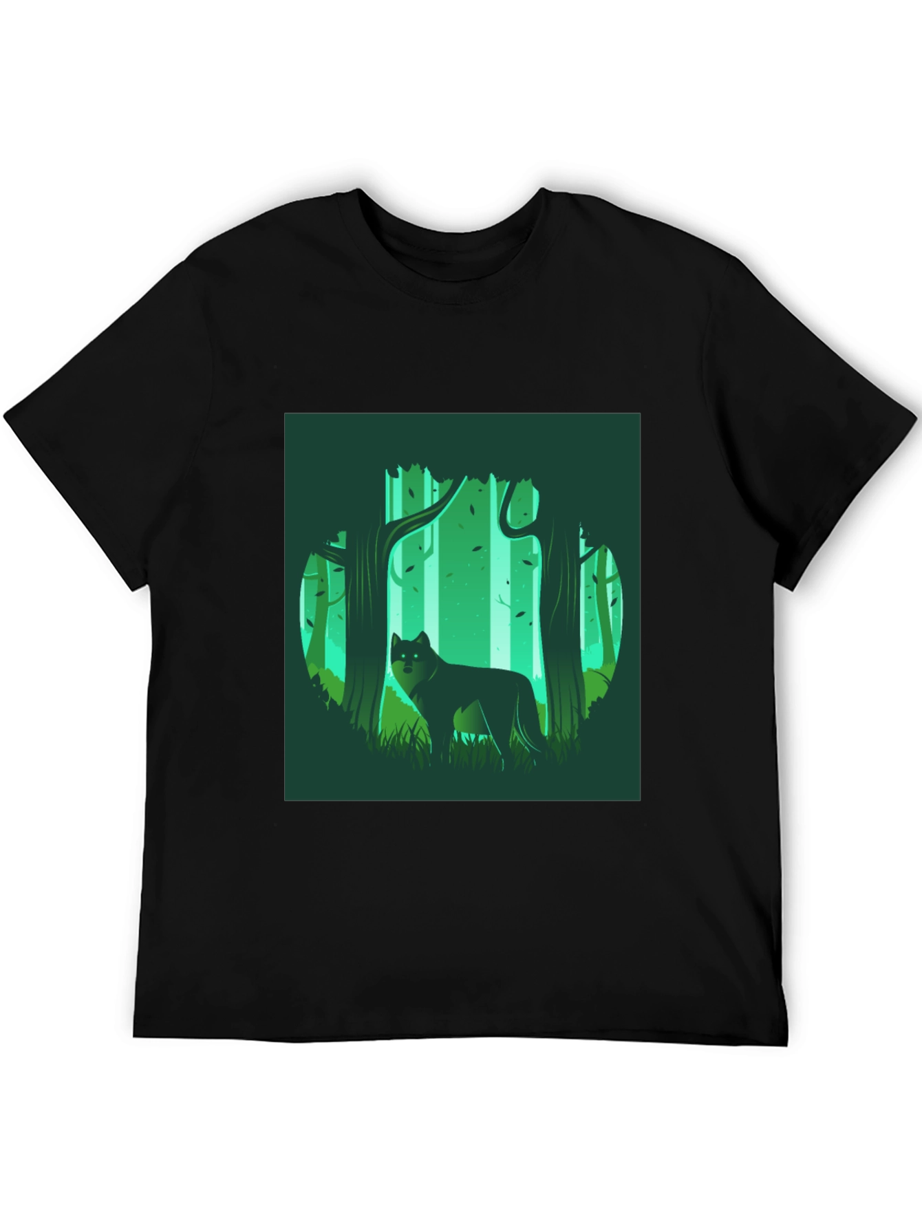 Wolf in Forest Graphic Tee - Black