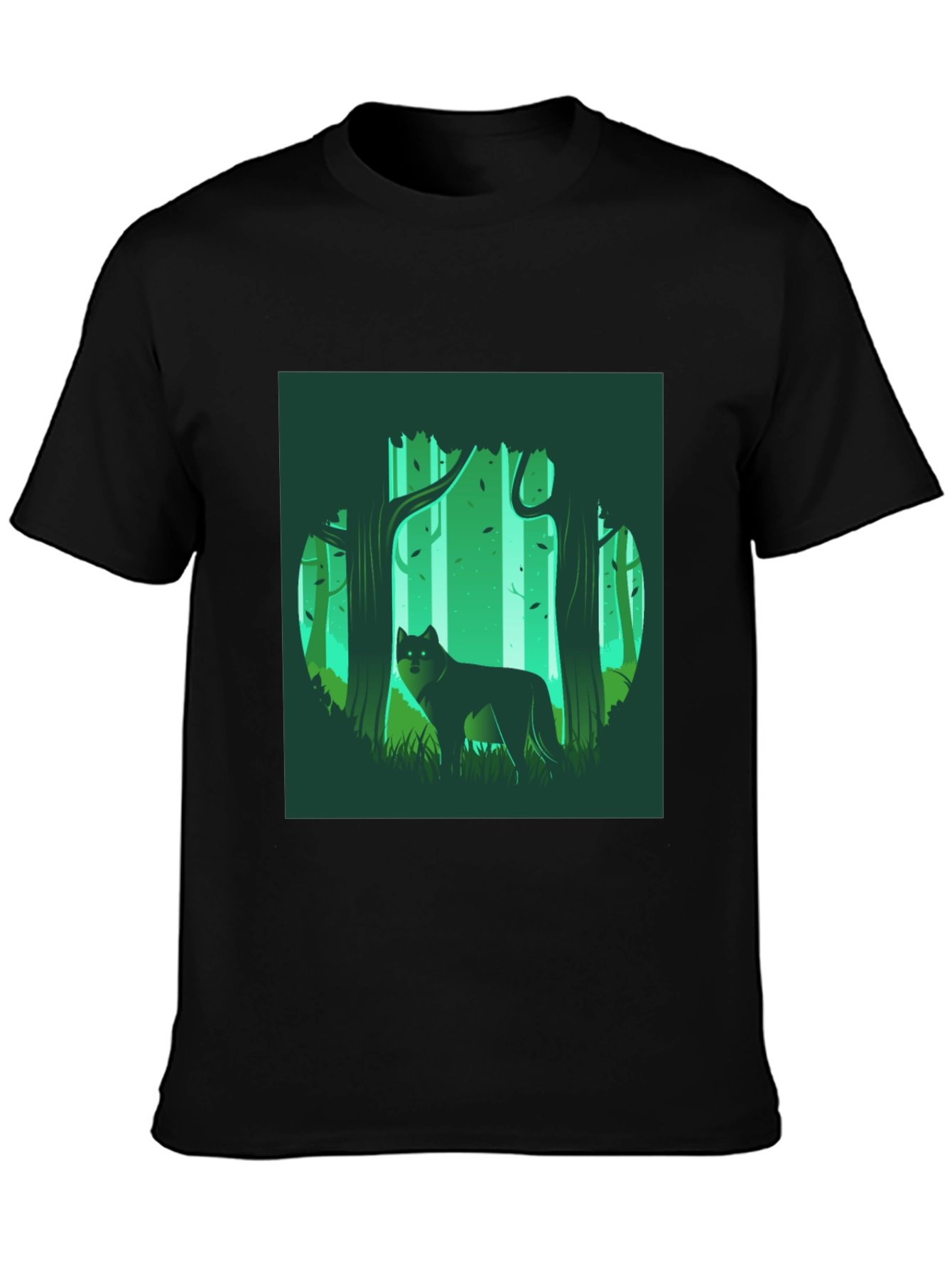 Wolf in Forest Graphic Tee - Black