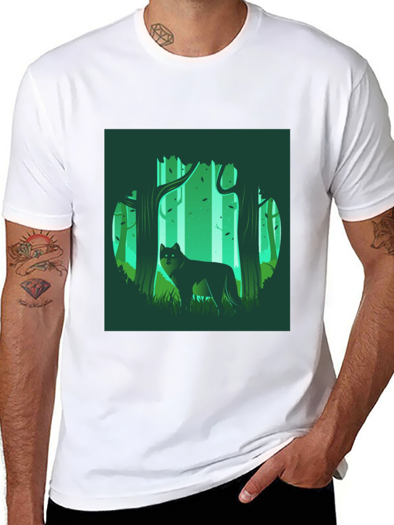 Wolf in Forest Graphic Tee - Black