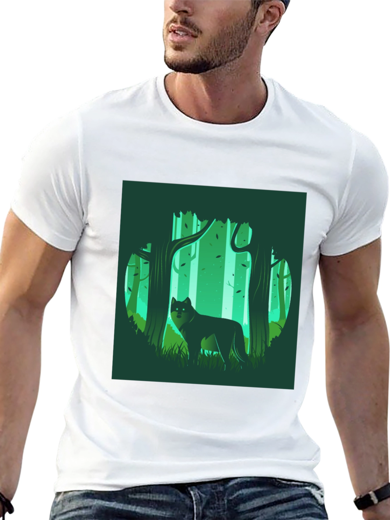 Wolf in Forest Graphic Tee - Black