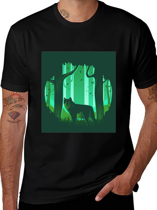 Wolf in Forest Graphic Tee - Black