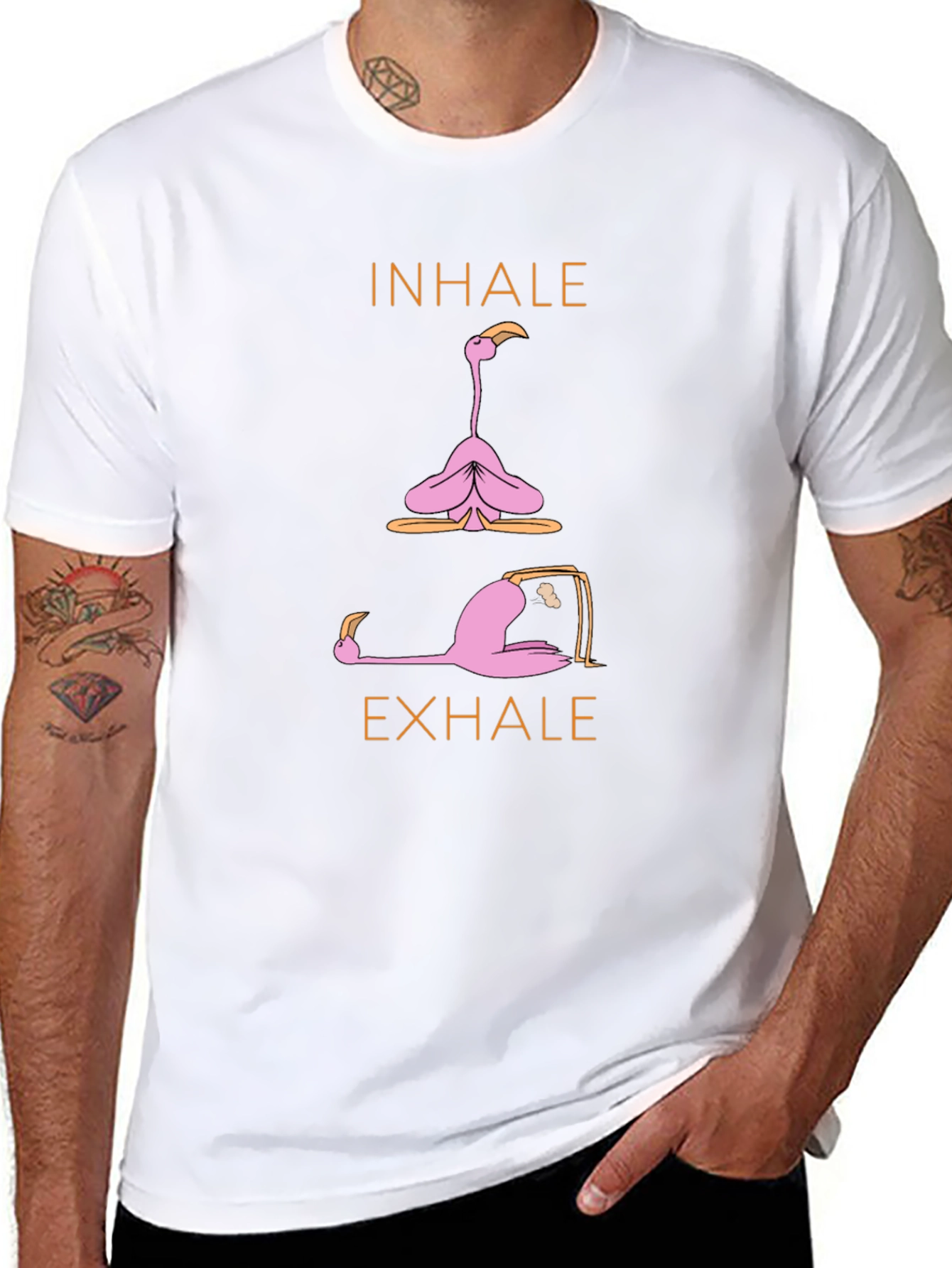 Yoga Flamingo T-Shirt: Inhale Exhale Relax