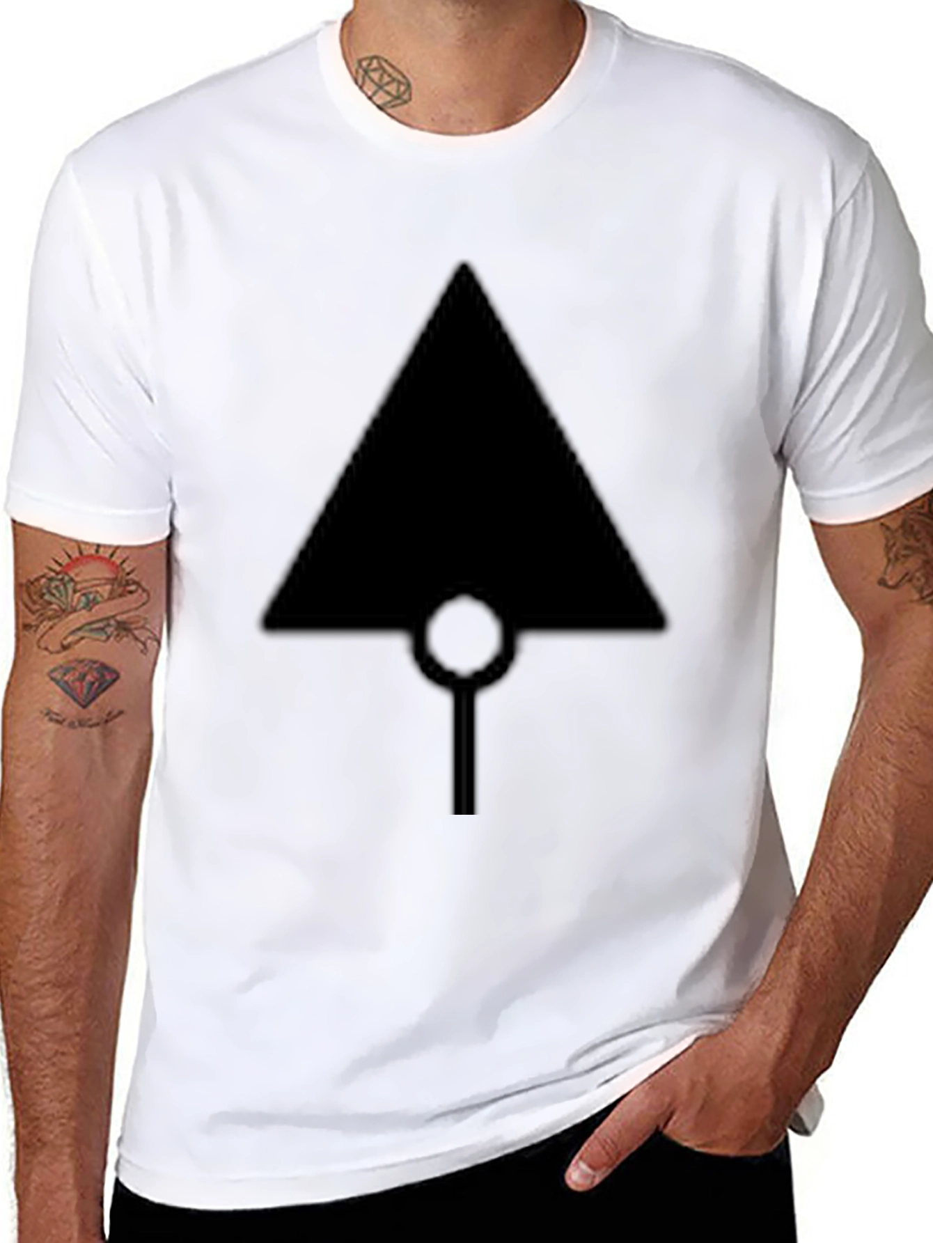 Black T-Shirt with Geometric Arrow Design