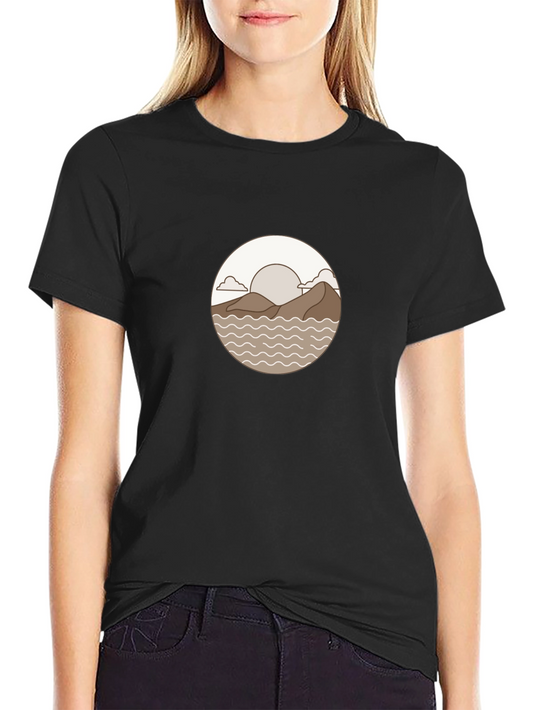 Minimalist Landscape Graphic Tee - Black